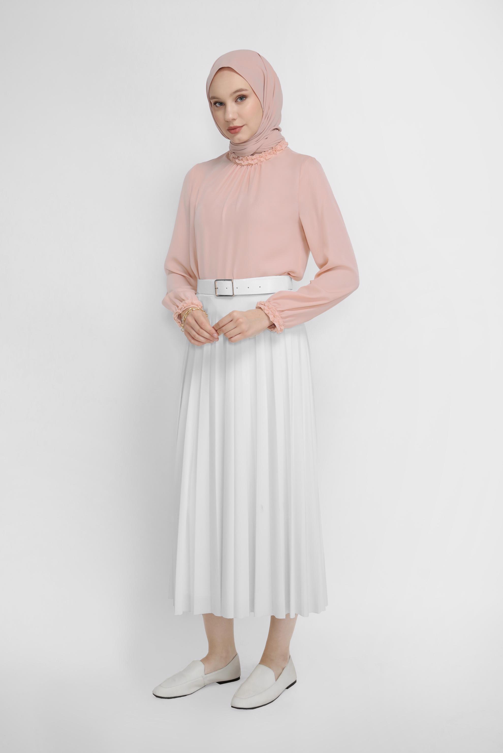 Tesettür giyim PUDRA FIRFIR DETAYLI BLUZ 41589