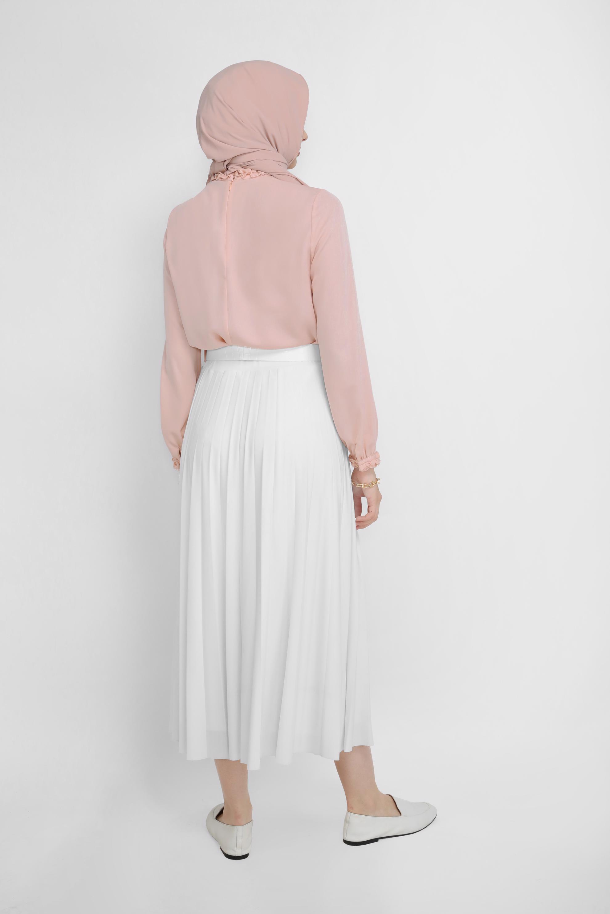 Tesettür giyim PUDRA FIRFIR DETAYLI BLUZ 41589