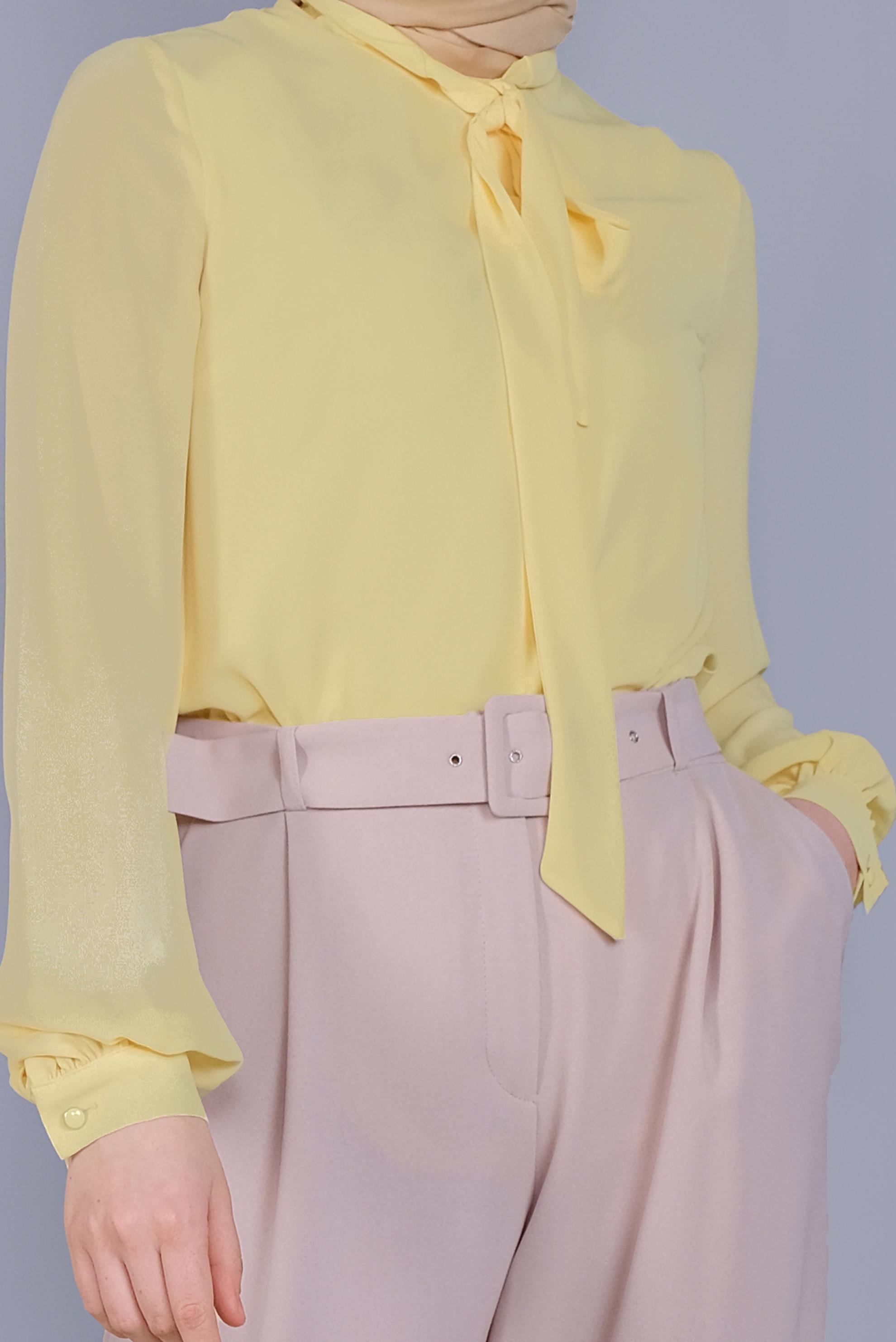 Tesettür giyim SARI FİYONK YAKA BLUZ 41609 