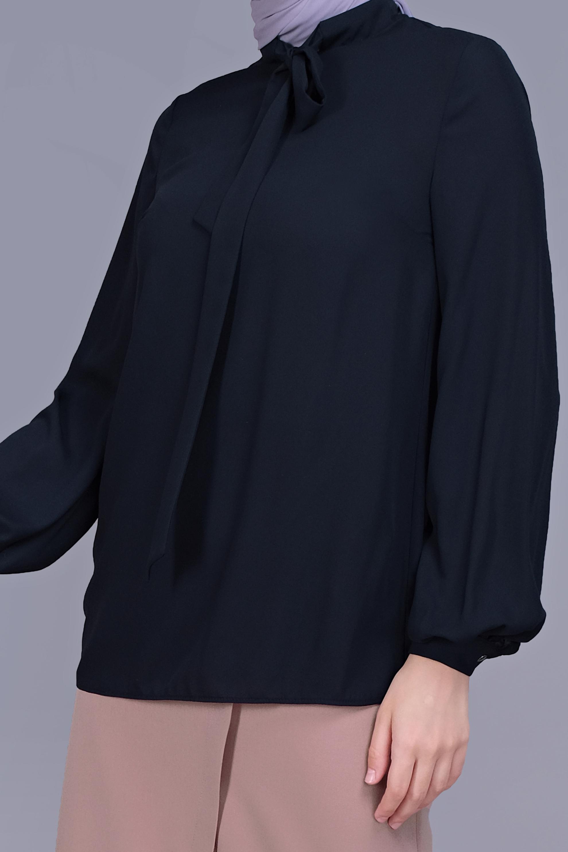 Tesettür giyim LACİVERT FİYONK YAKA BLUZ 41609 