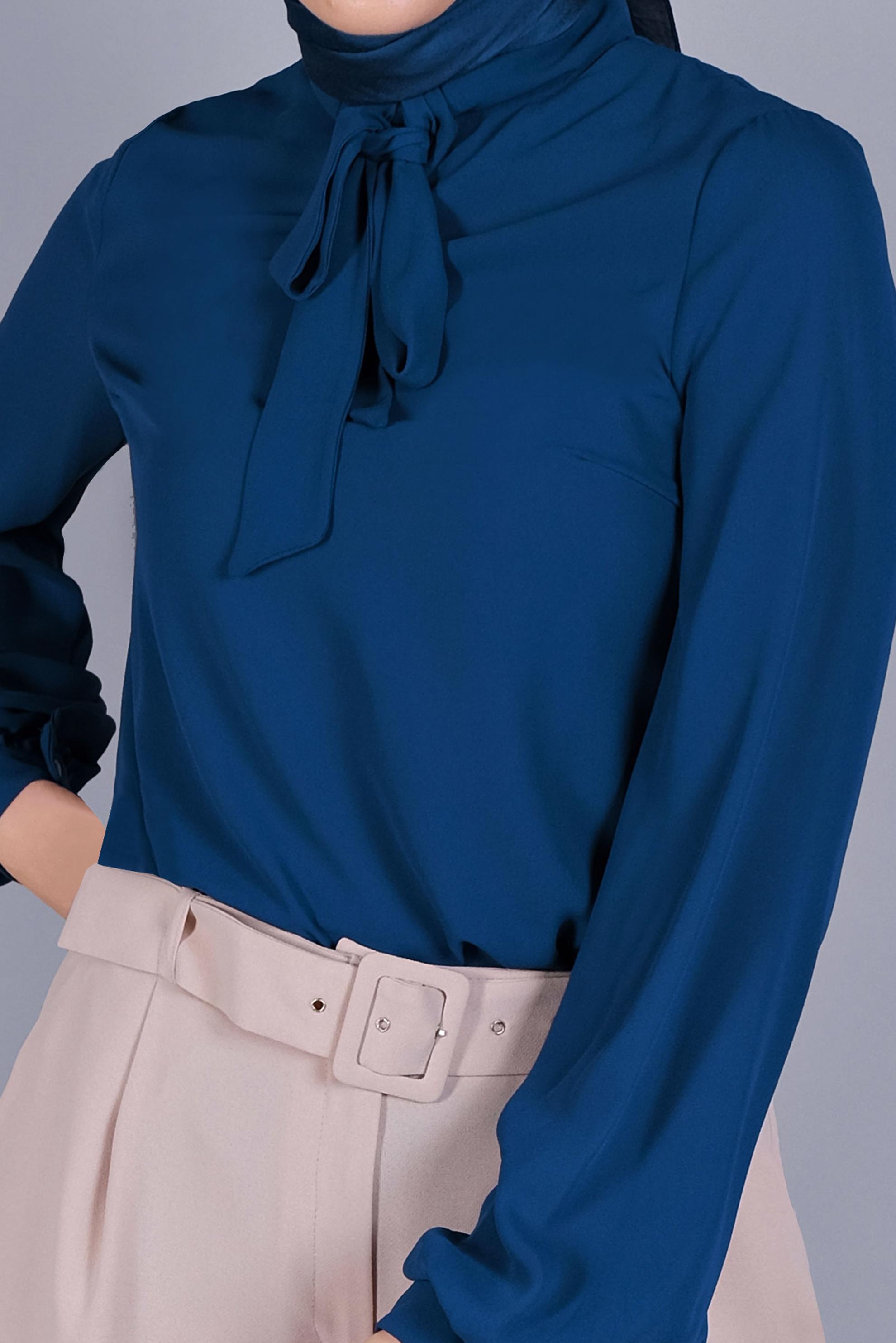 Tesettür giyim LACİVERT FİYONK YAKA BLUZ 41609 