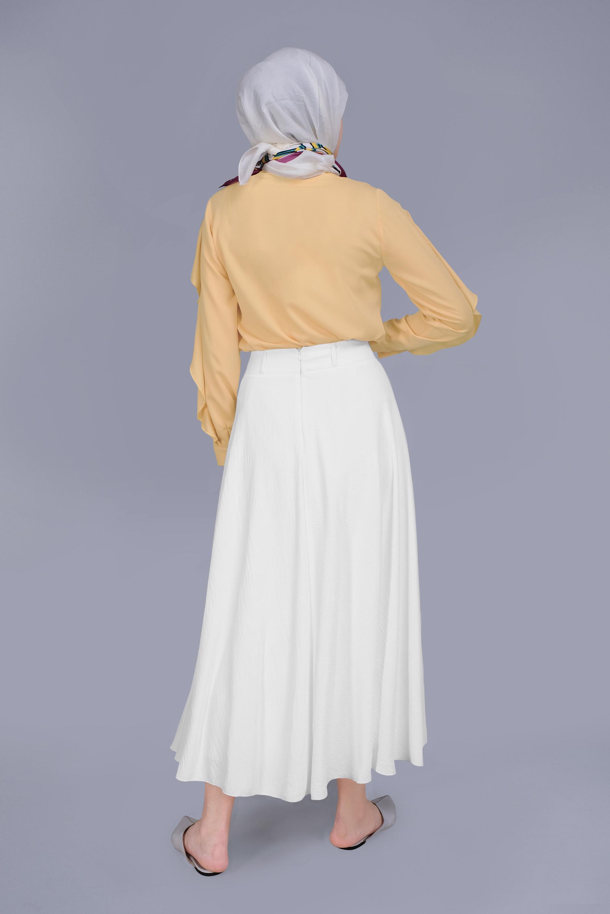 Tesettür giyim SARI FIRFIRLI BAĞCIKLI BLUZ 41610