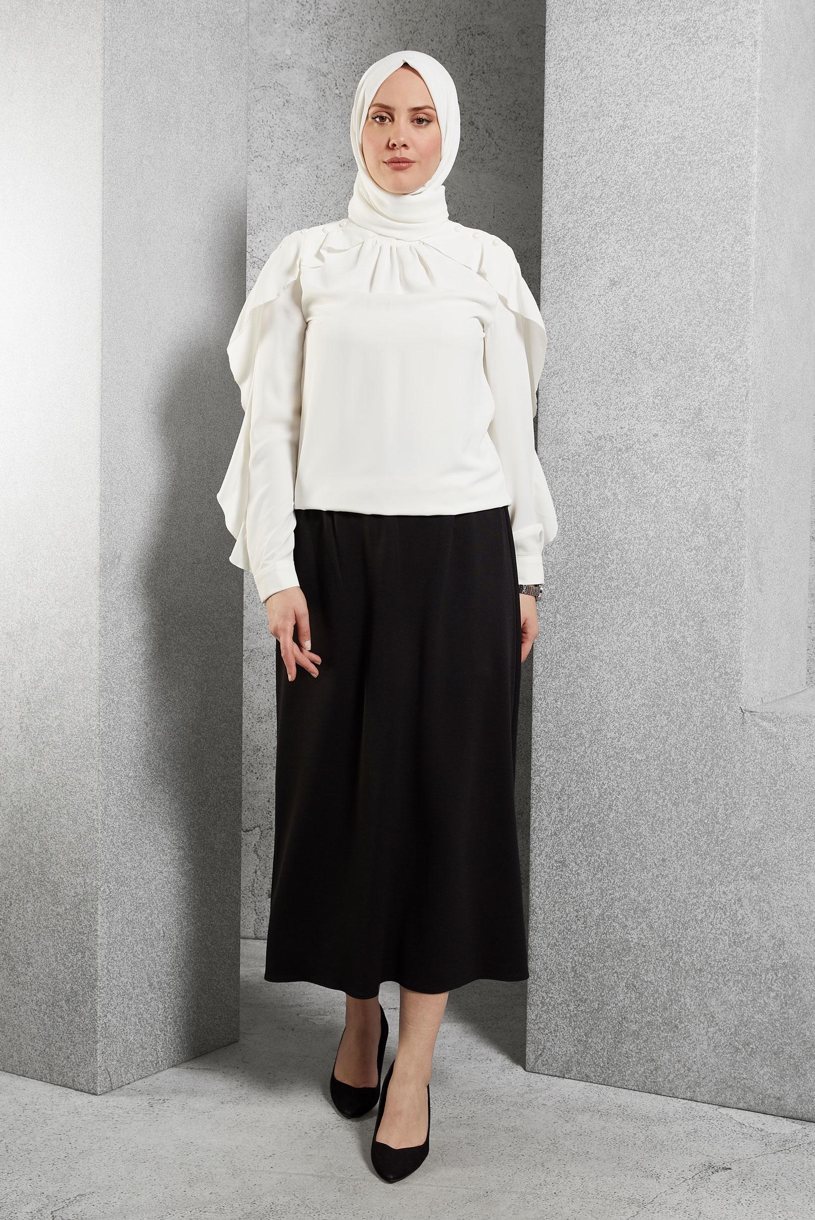 Vêtements hijab BLANC CHEMISIER À VOLANTS 41610