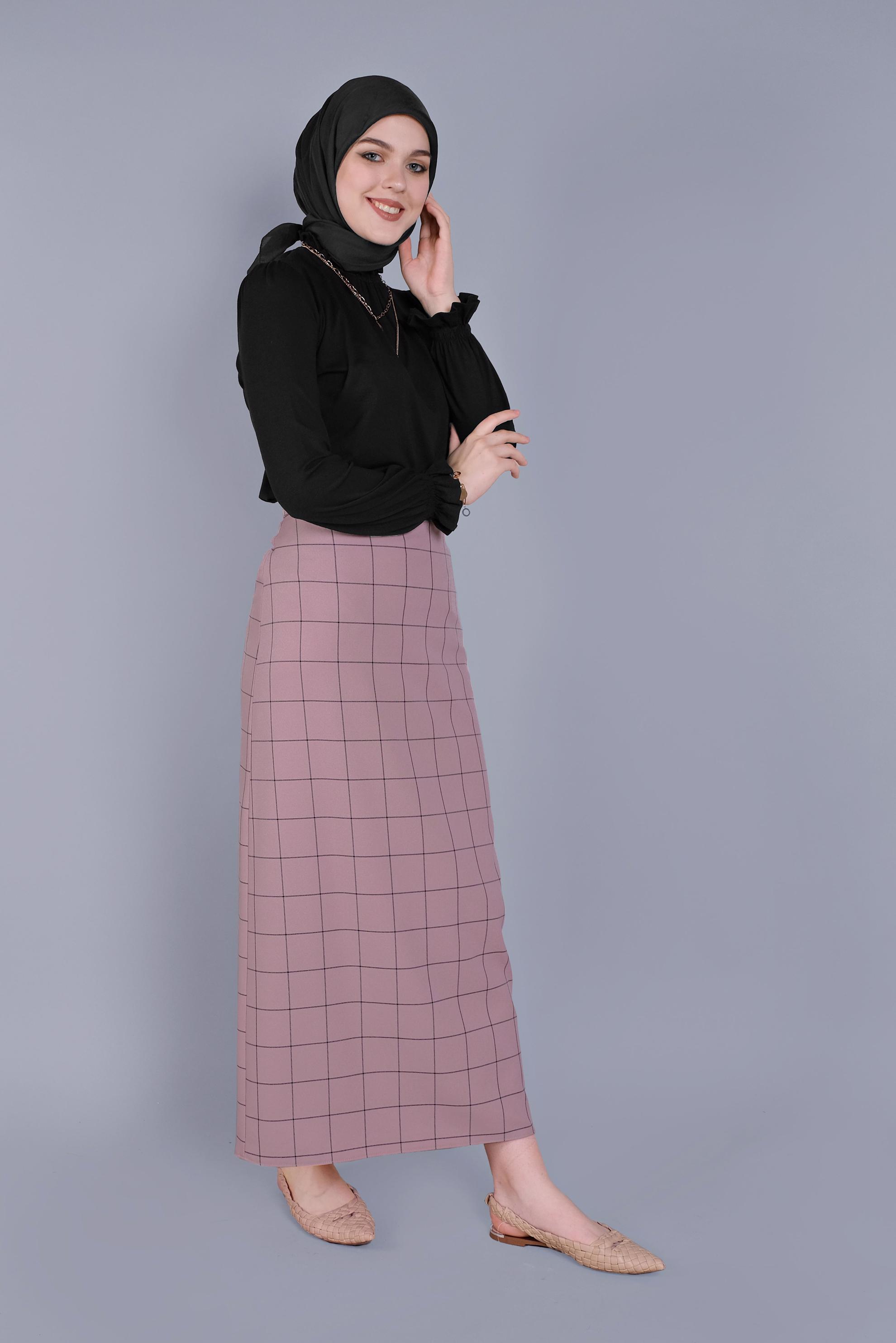 Tesettür giyim SİYAH MANŞETLERİ LASTİKLİ BLUZ 41620 