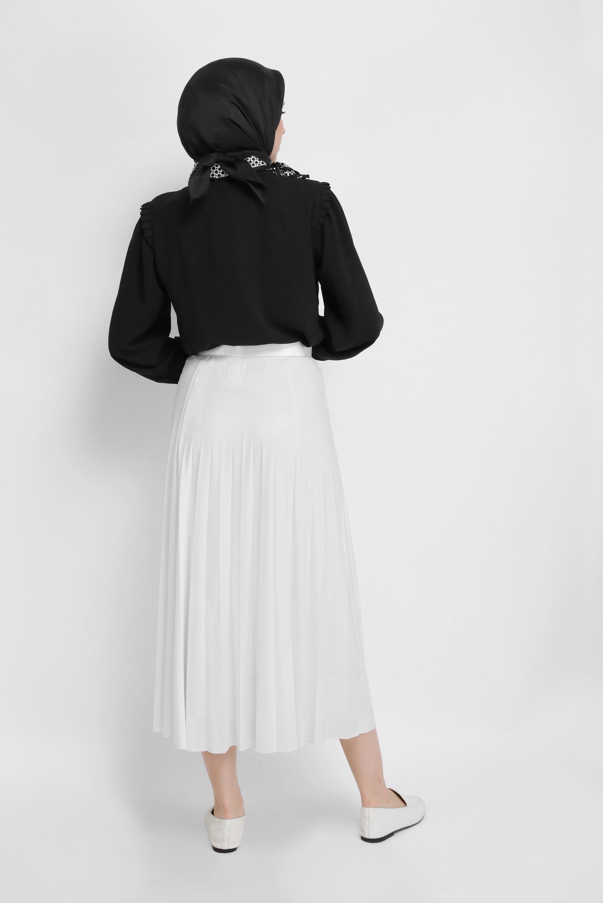 Tesettür giyim SİYAH FIRFIR DETAYLI BLUZ 41660