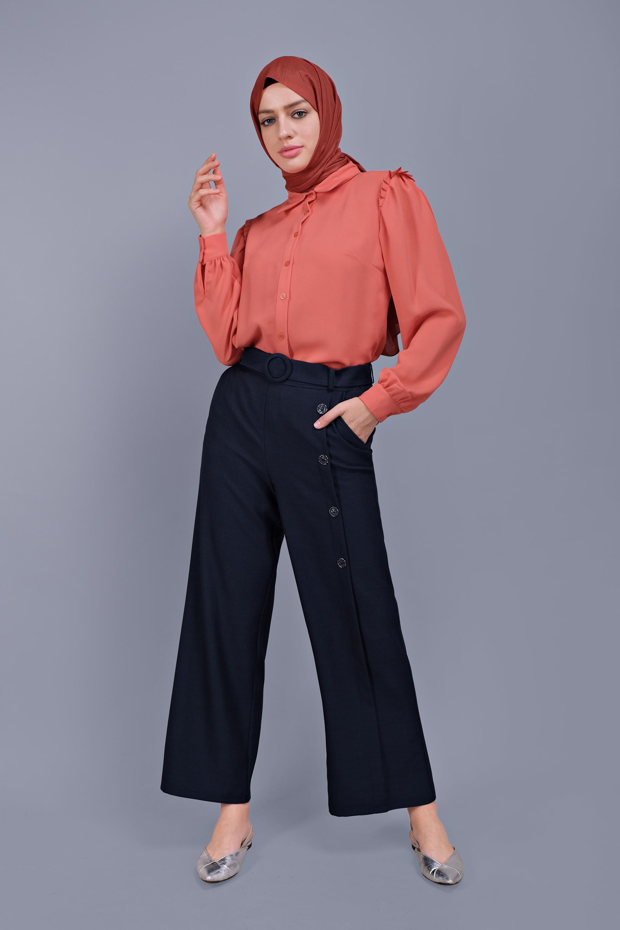 Tesettür giyim MERCAN FIRFIR DETAYLI BLUZ 41660