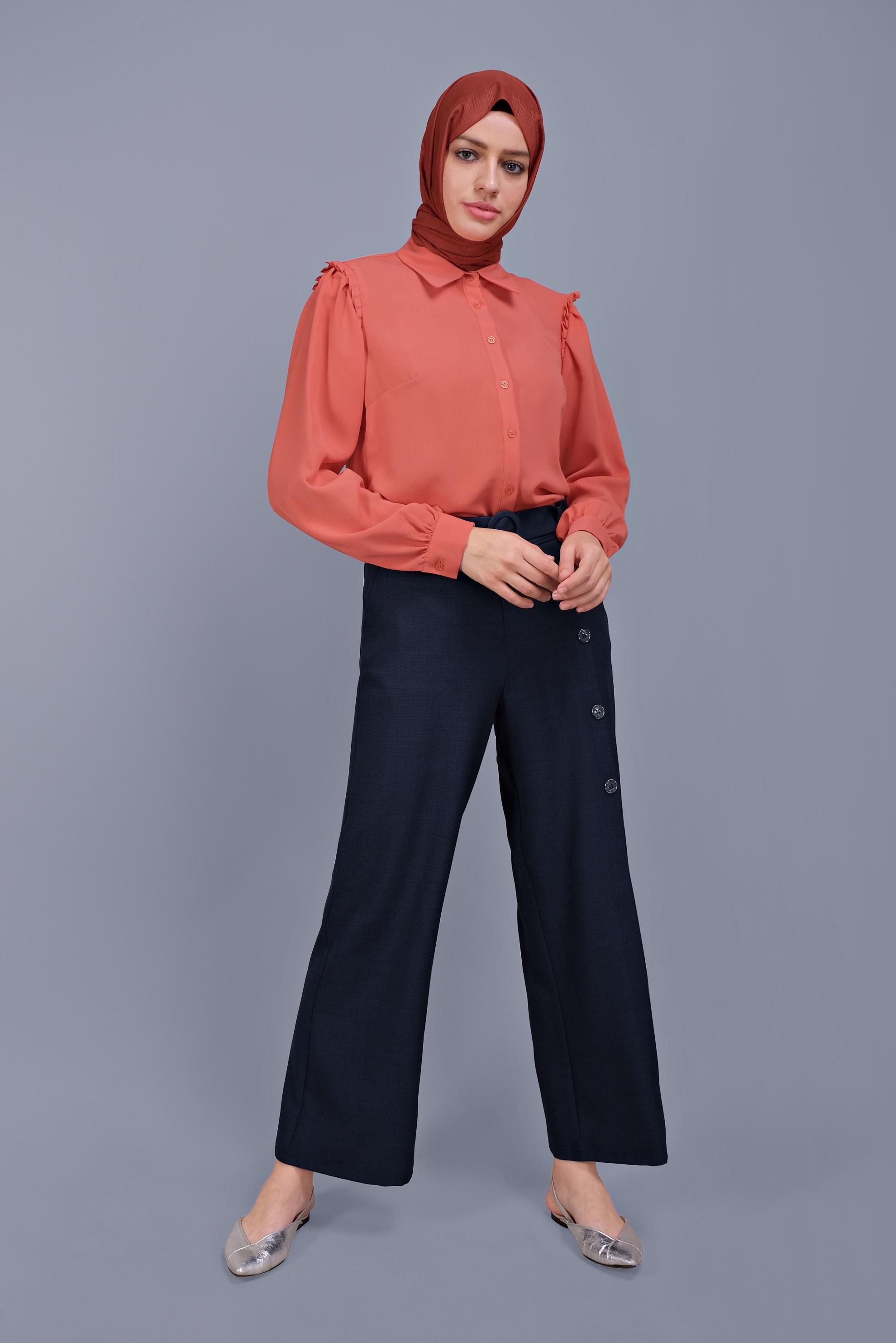 Tesettür giyim MERCAN FIRFIR DETAYLI BLUZ 41660