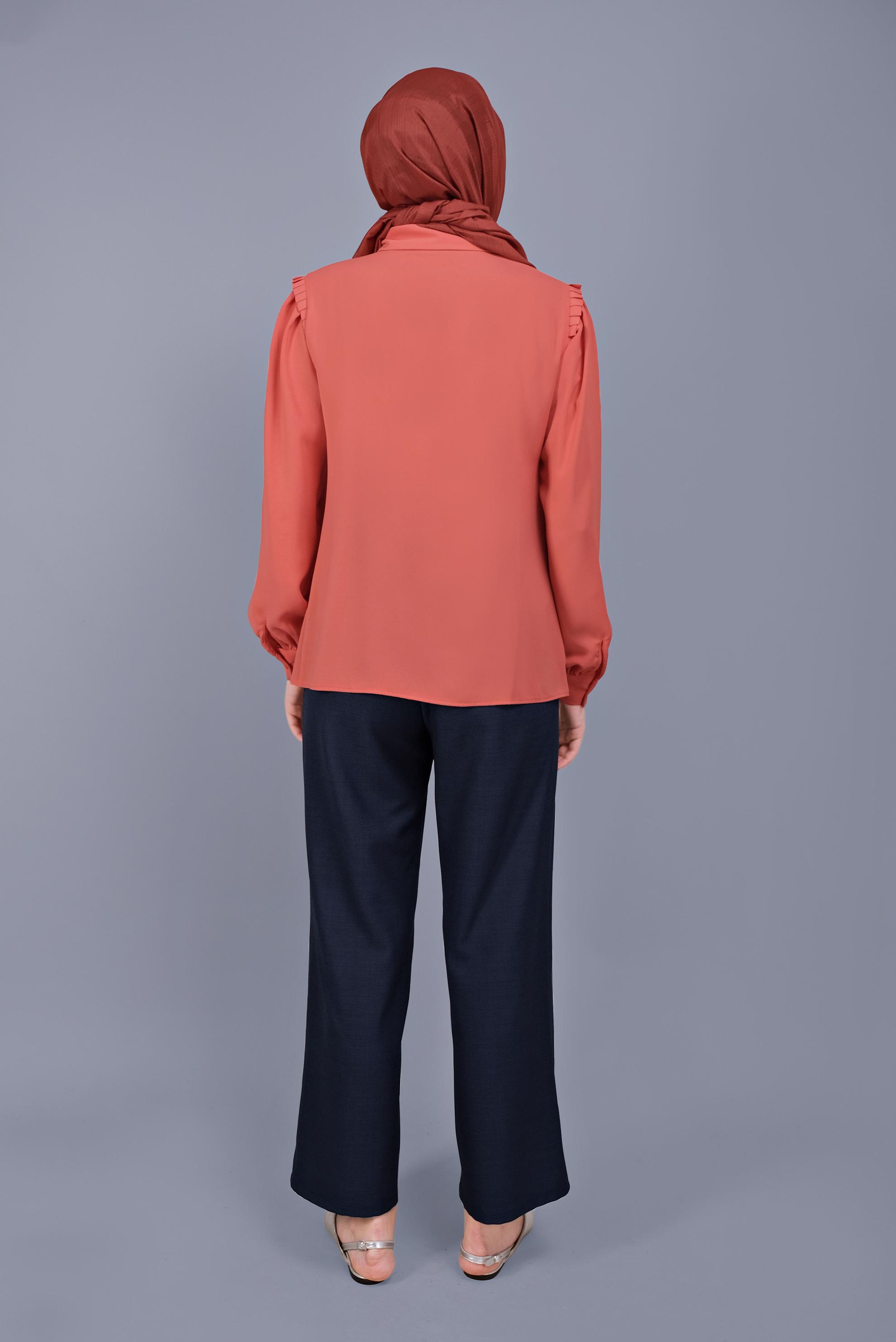 Tesettür giyim MERCAN FIRFIR DETAYLI BLUZ 41660