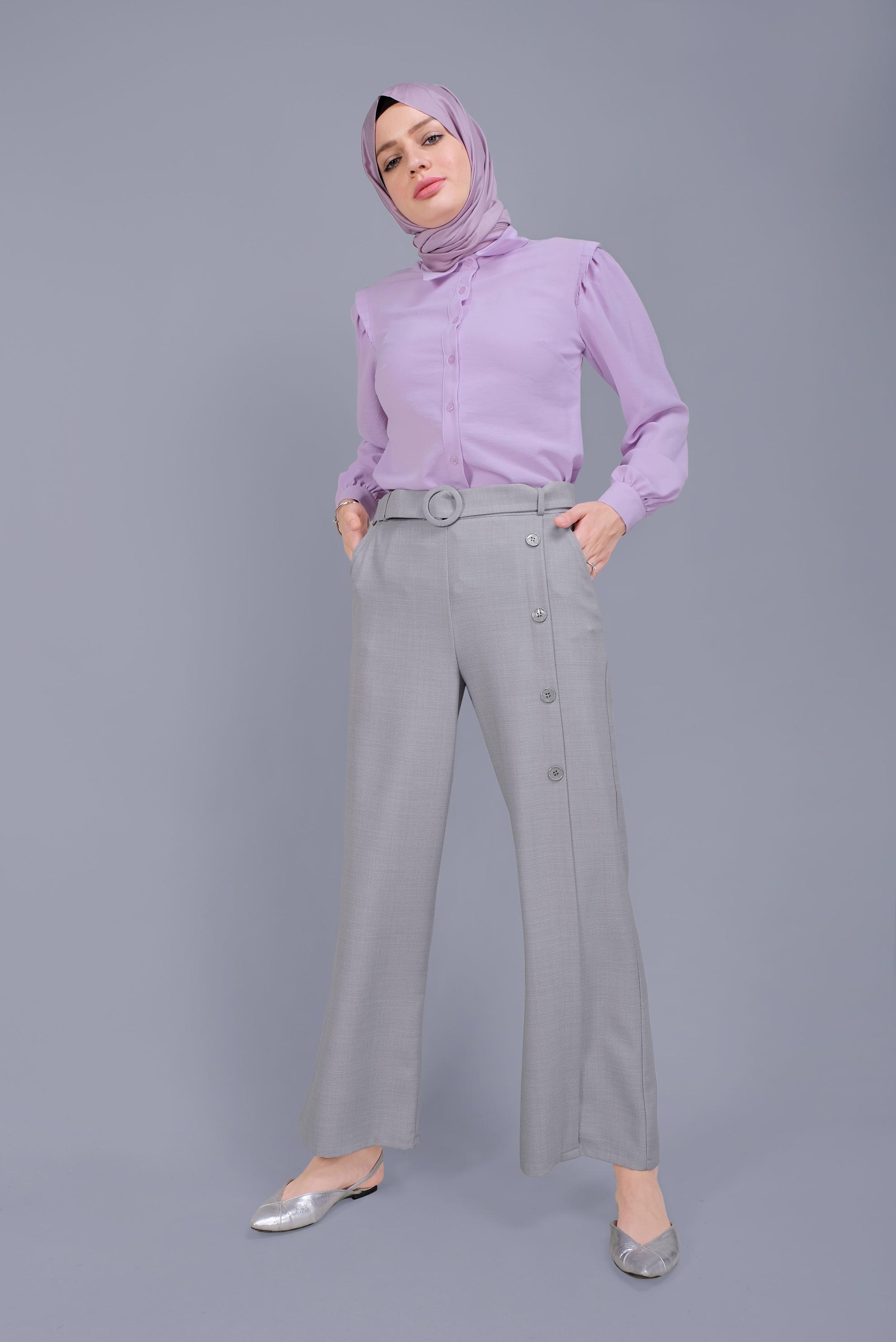 Tesettür giyim MOR FIRFIR DETAYLI BLUZ 41660