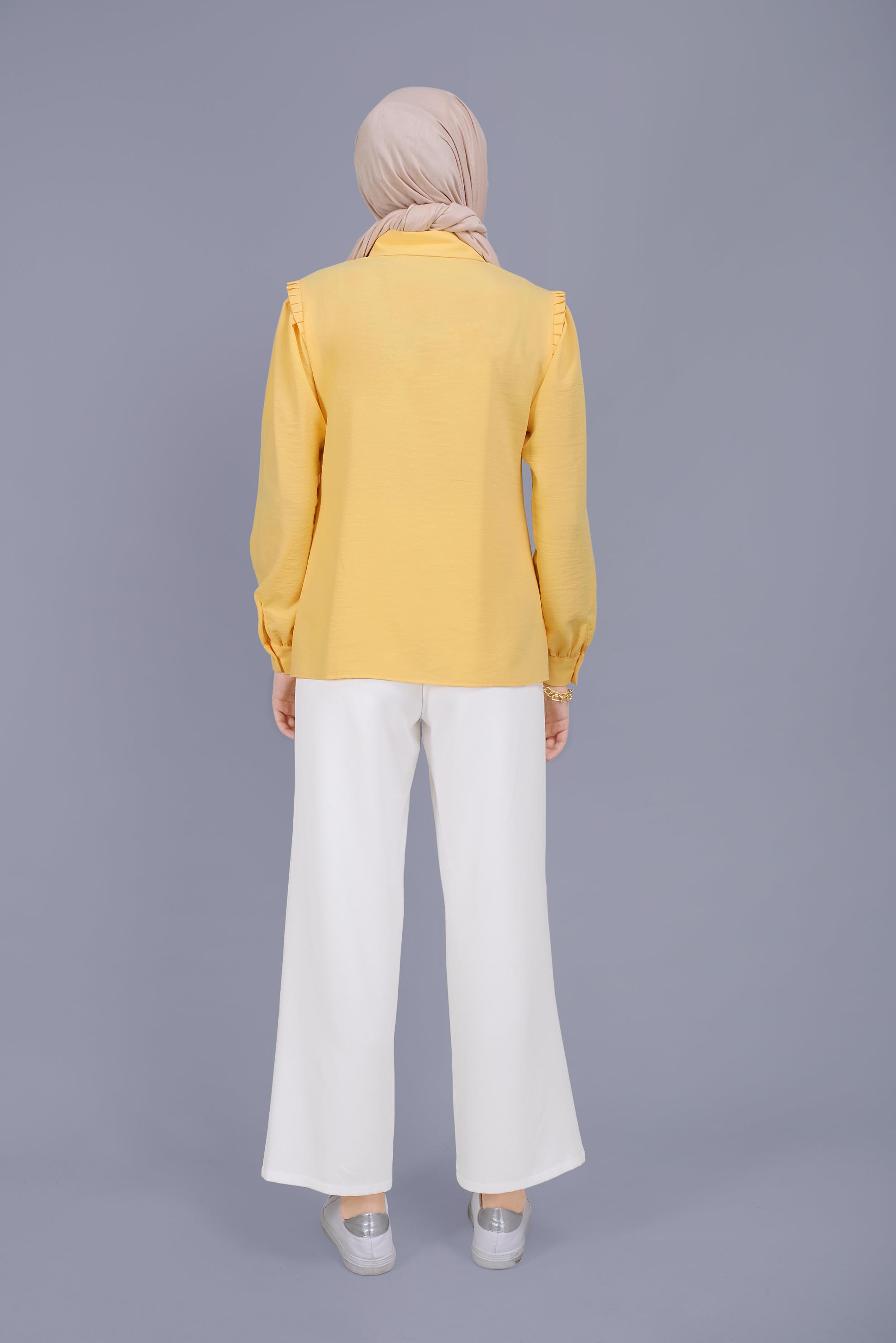 Tesettür giyim SARI FIRFIR DETAYLI BLUZ 41660