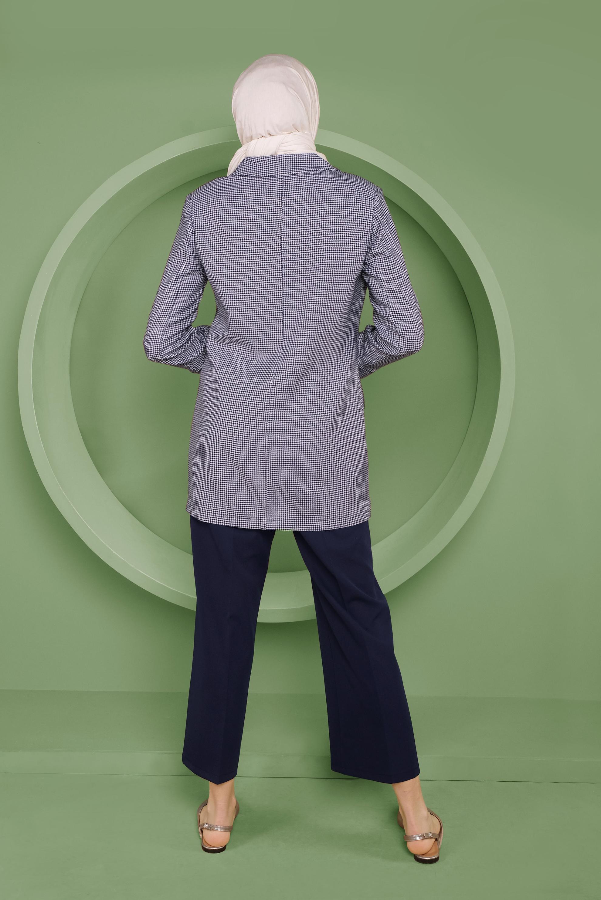 Tesettür giyim LACİVERT KAZAYAĞI DESENLİ CEKET 41449