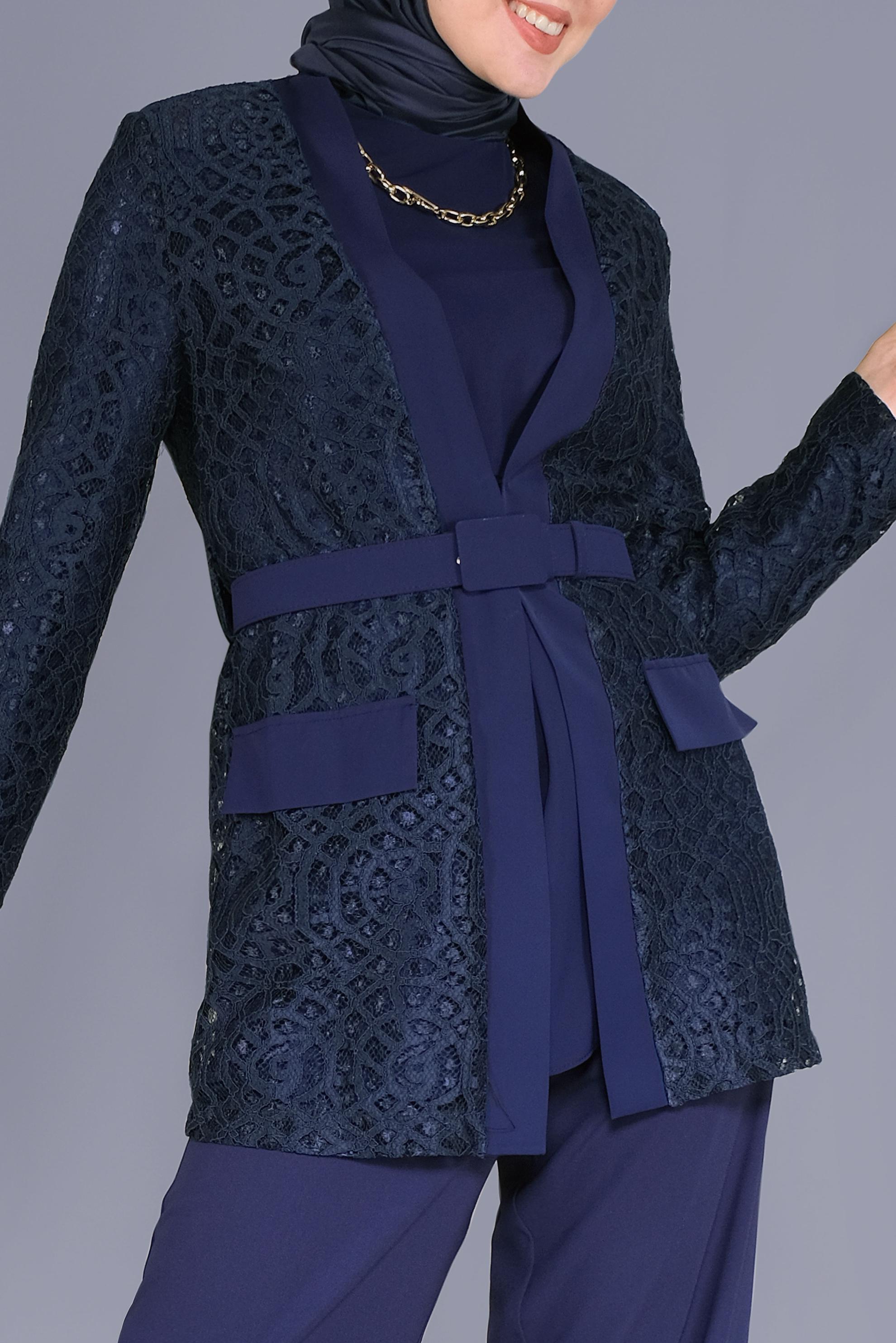 Vêtements hijab BLEU MARINE VESTE GUIPUÉE 2 PIÈCES 41470