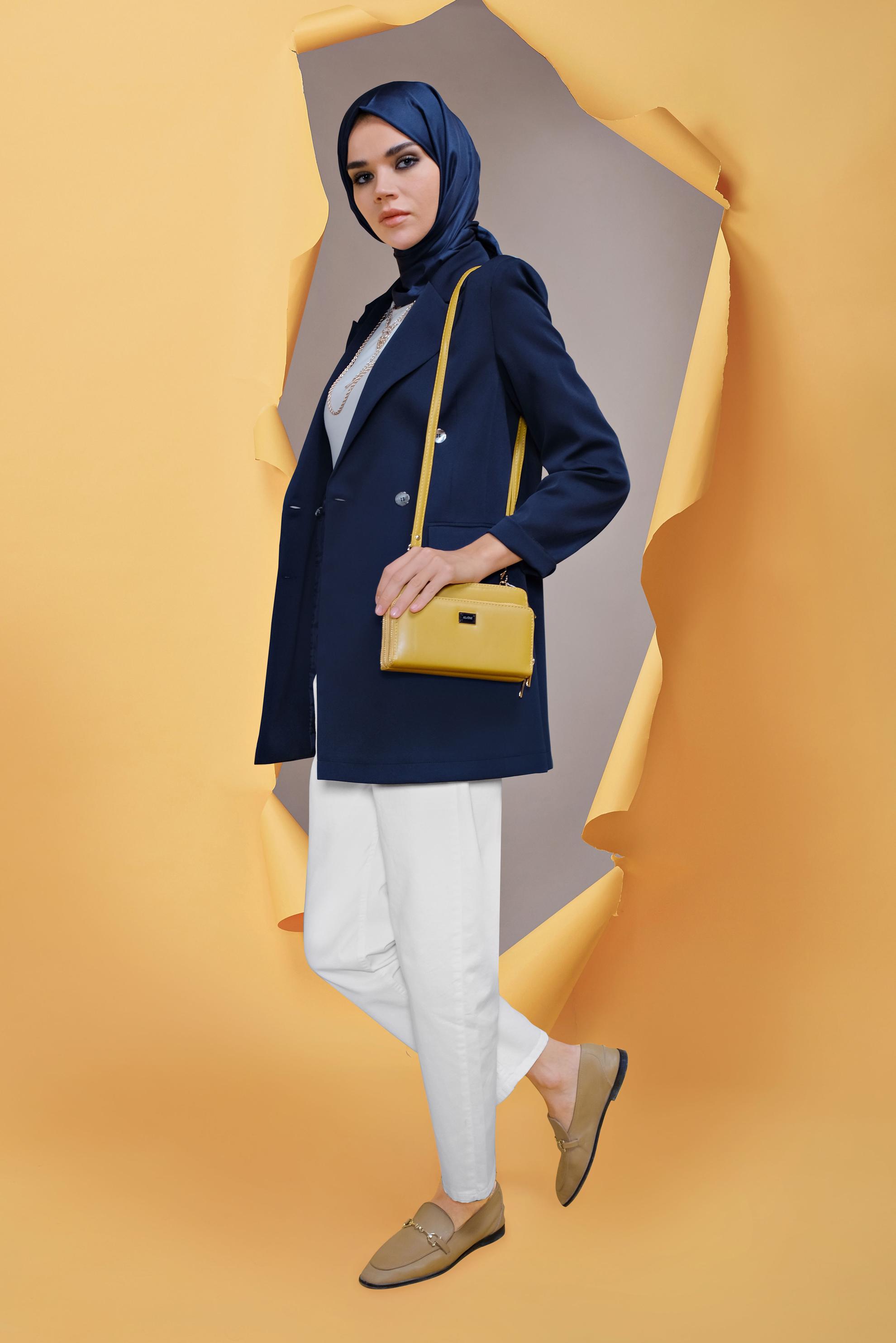 Tesettür giyim LACİVERT KRUVAZE DÜĞMELİ CEKET 41521 