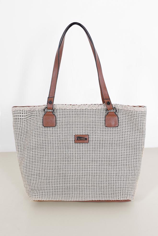 Tesettür giyim  ALVİNA ÖRGÜ VE DİKİŞ DETAYLI TOTE ÇANTA 1894  - ALVİNA