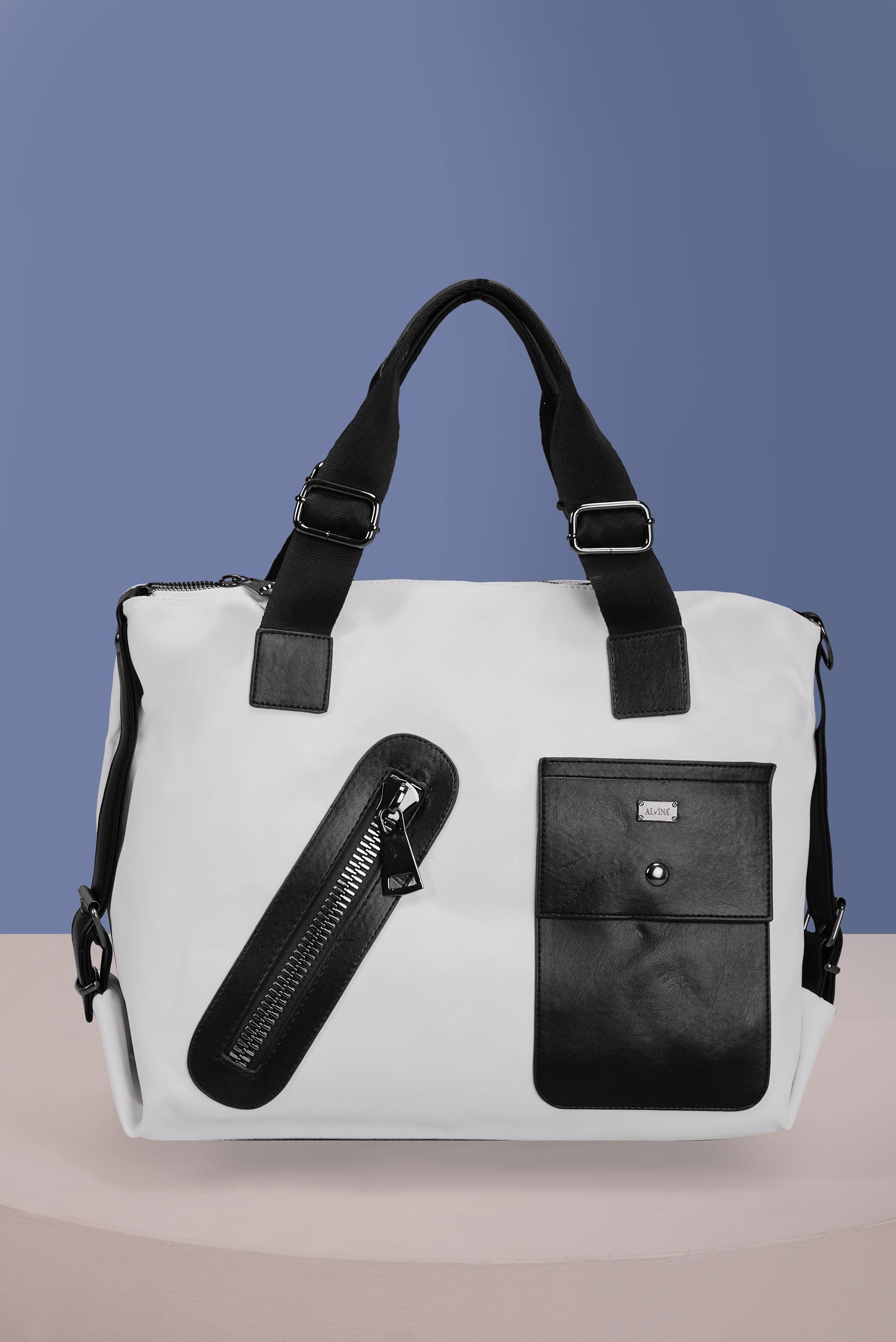 Tesettür giyim BEYAZ ALVİNA CEP VE FERMUAR DETAYLI ÇANTA 5065 