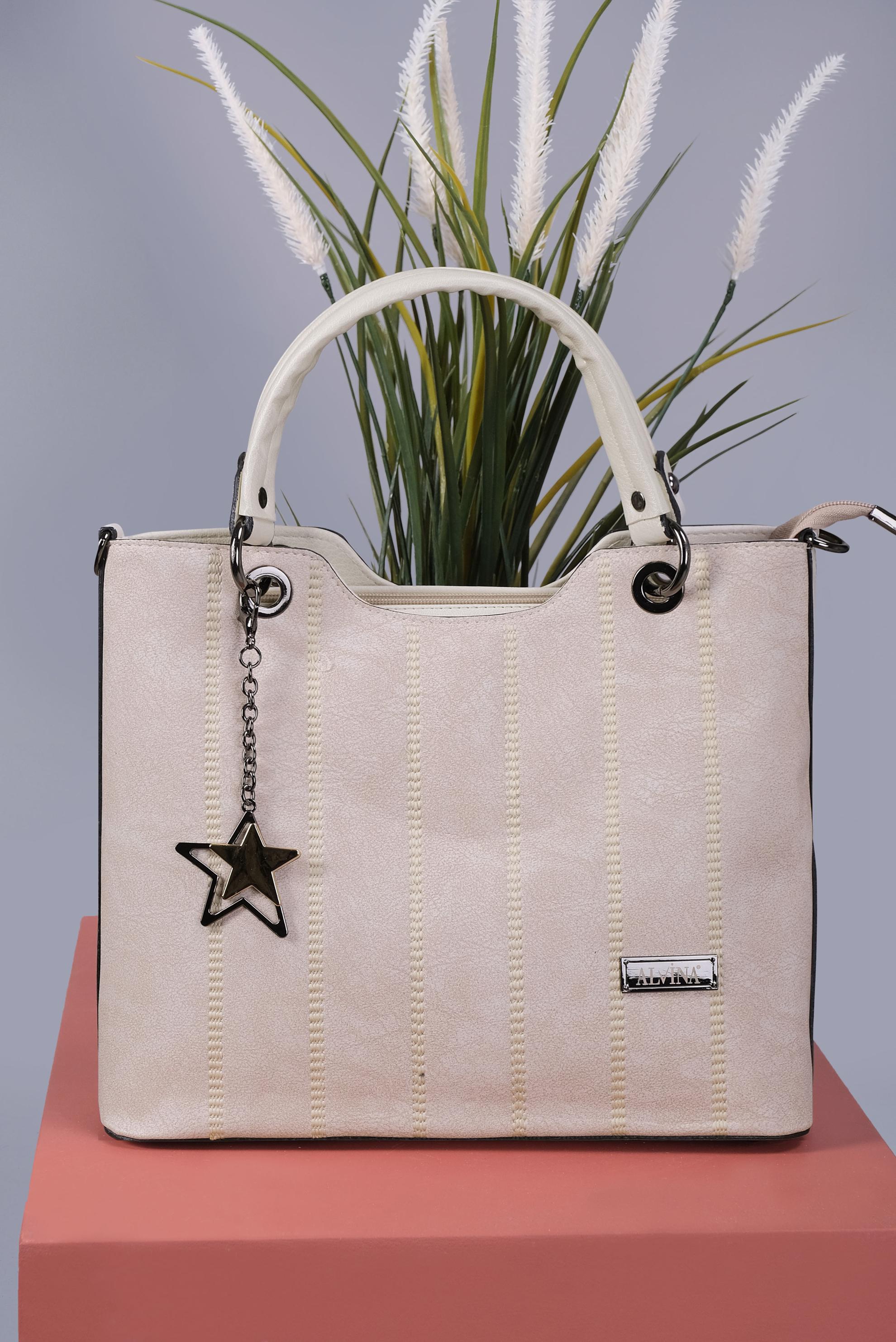 Tesettür giyim BEYAZ ALVİNA AKSESUAR DETAYLI ÇANTA 5068 