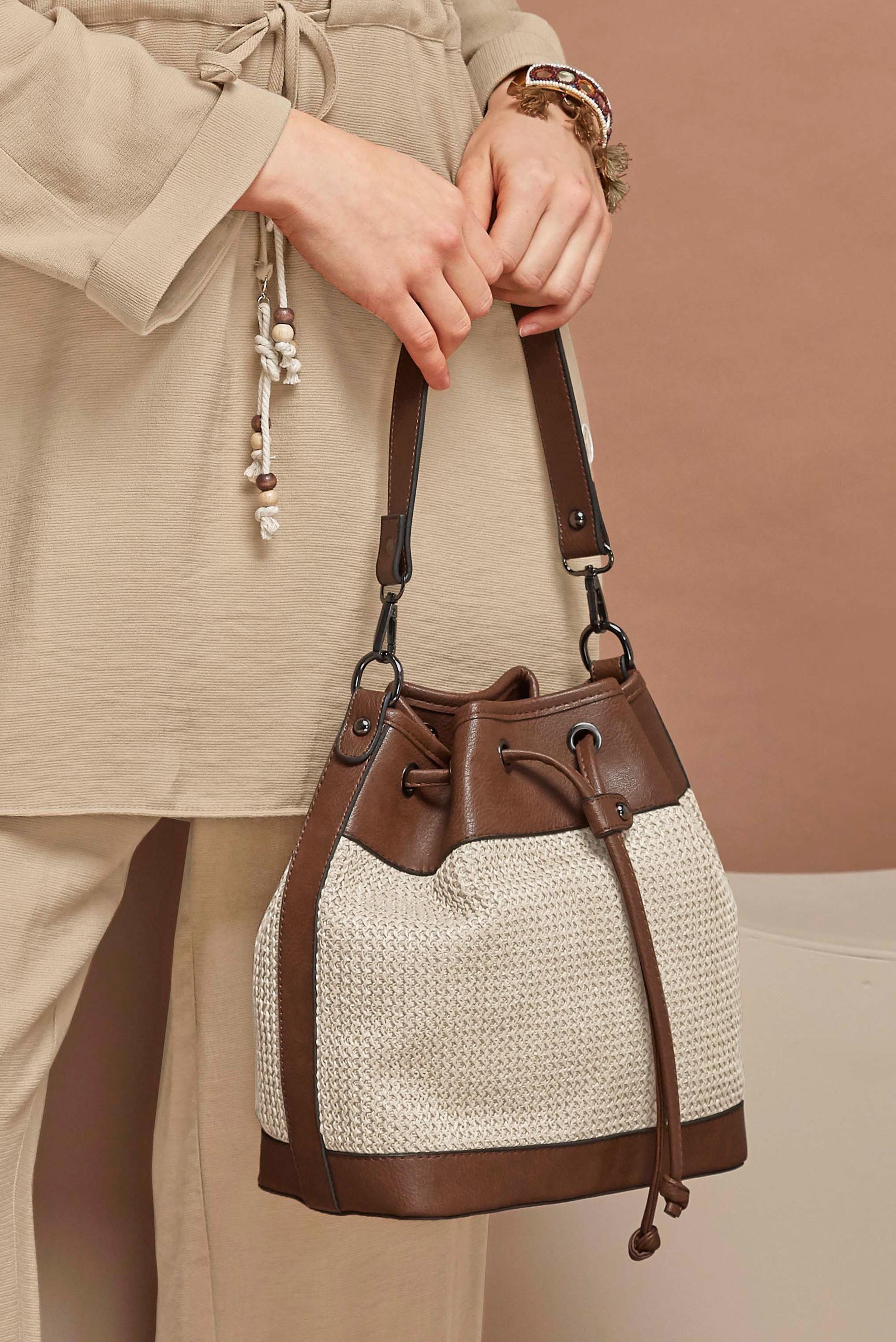 Tesettür giyim BEYAZ ALVİNA KANVAS ÇANTA 5078 