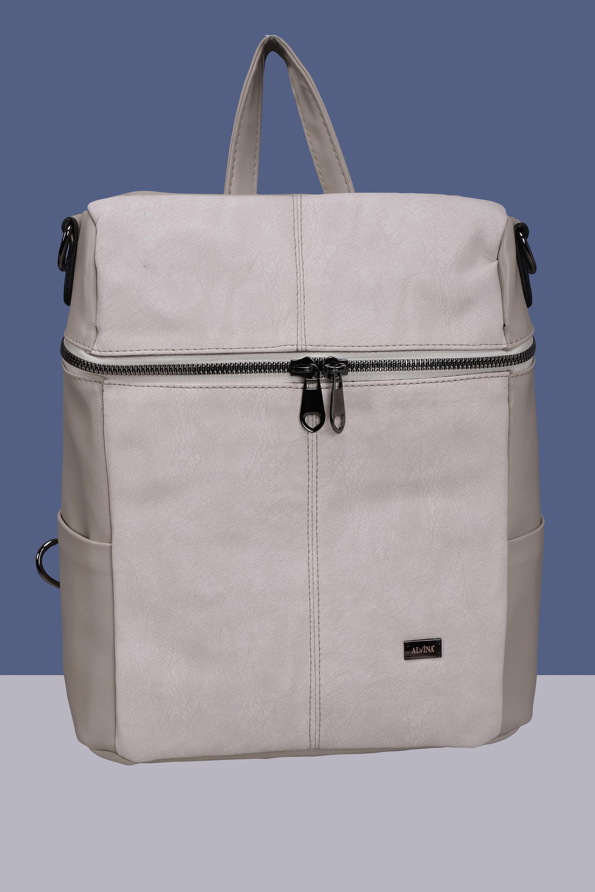 Tesettür giyim BEYAZ ALVİNA FERMUARLI SIRT ÇANTASI 5080 