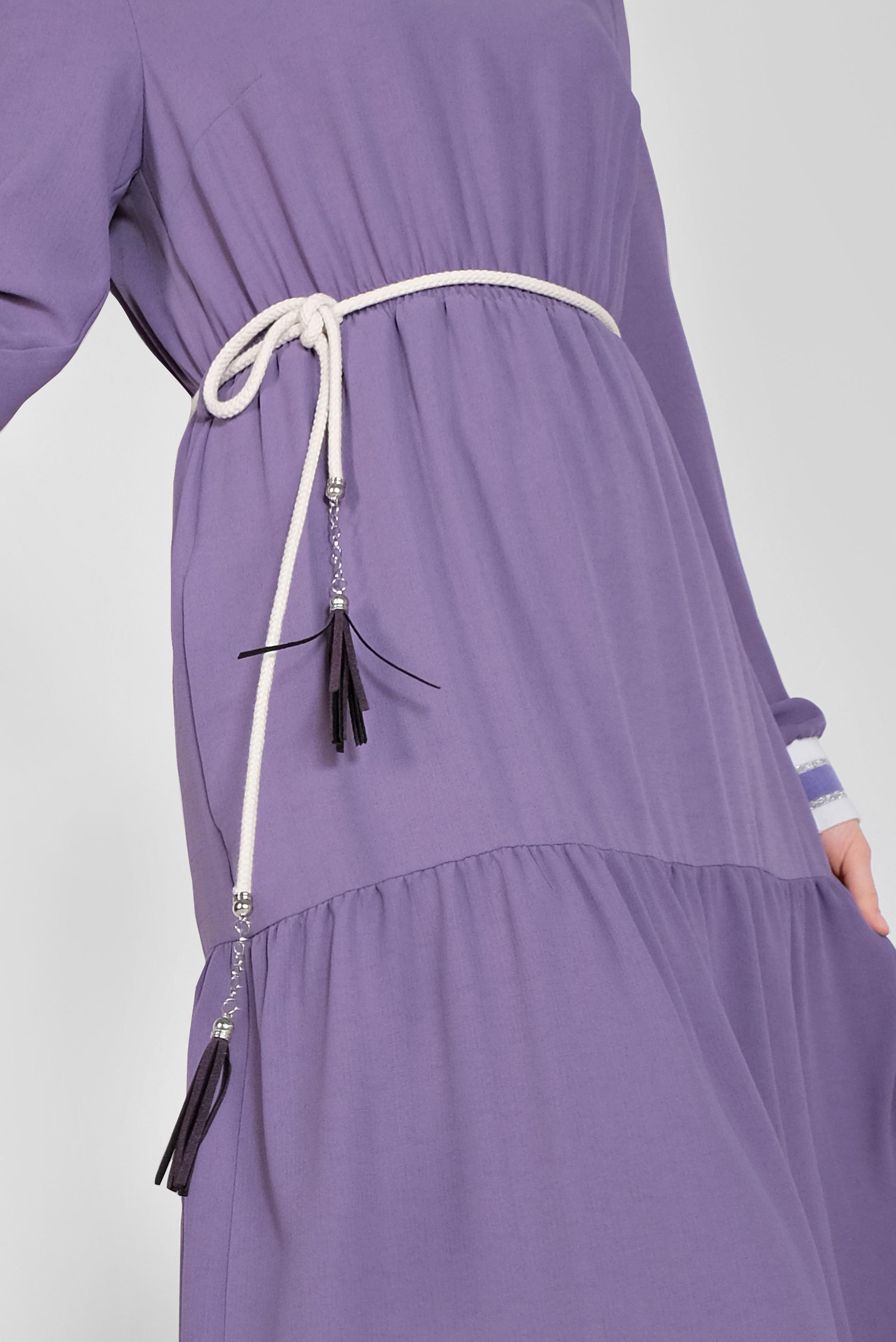 Tesettür giyim MOR MANŞETLERİ LASTİKLİ ELBİSE 41382