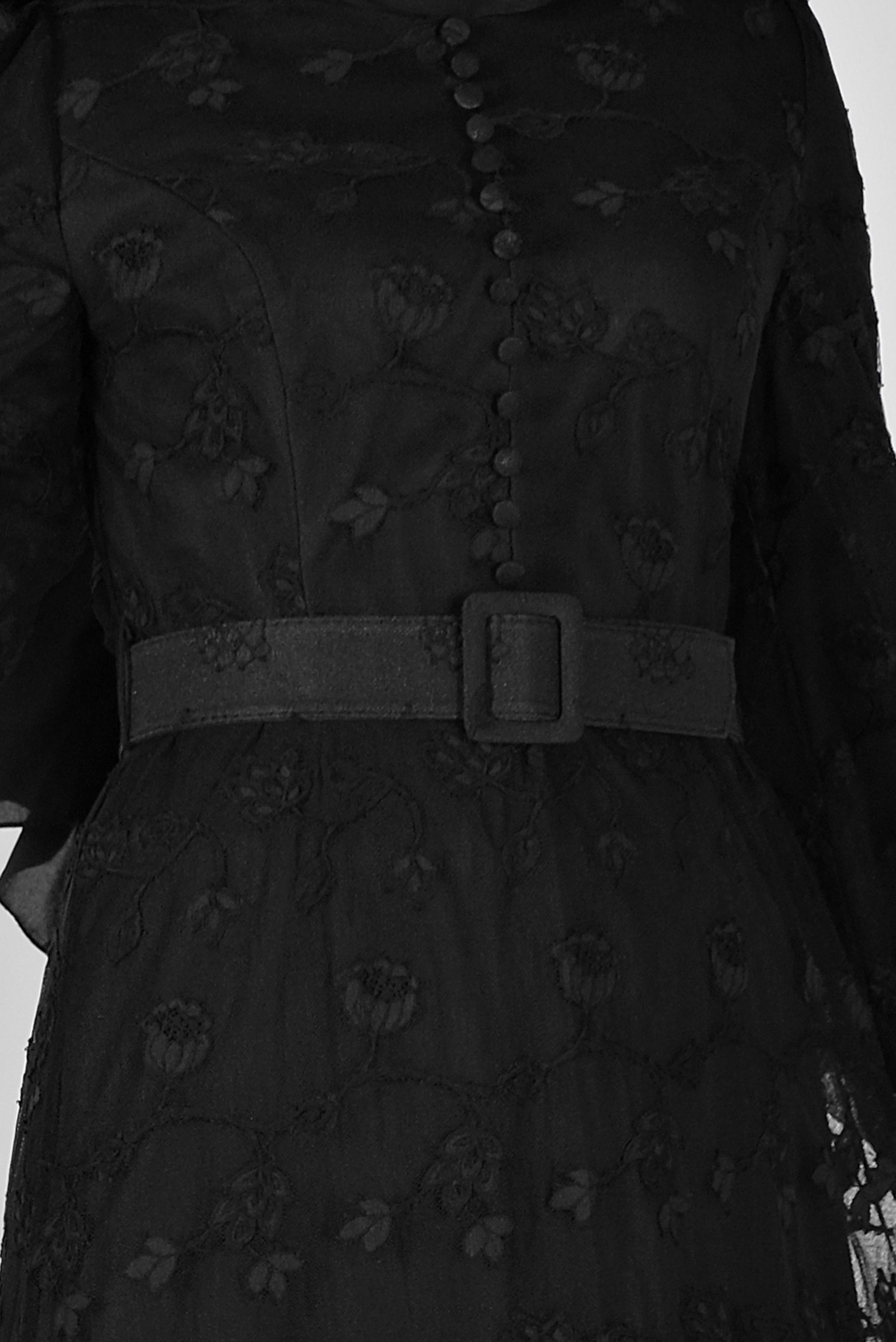 Tesettür giyim SİYAH DANTEL ELBİSE 41385 