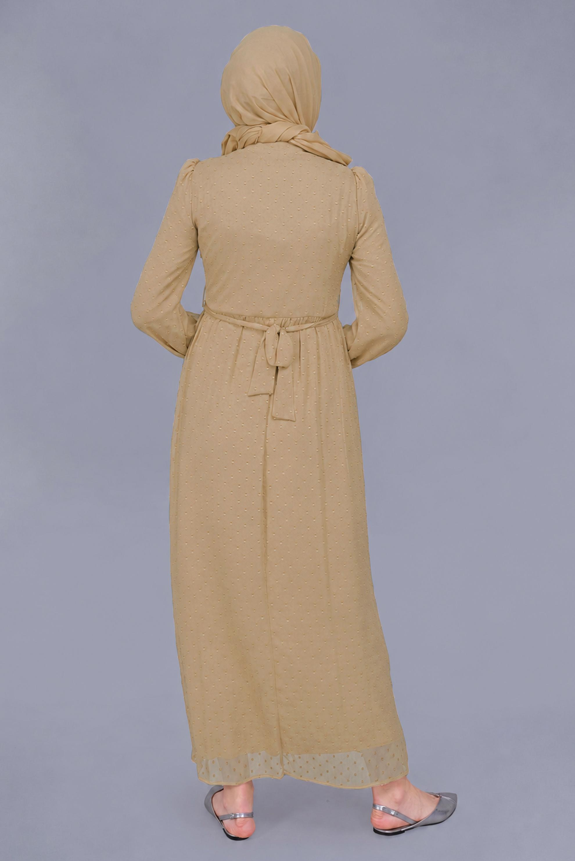 Vêtements hijab BEIGE 41552 KESME YORYO DÜZ ELBİSE 38/44 TEK40