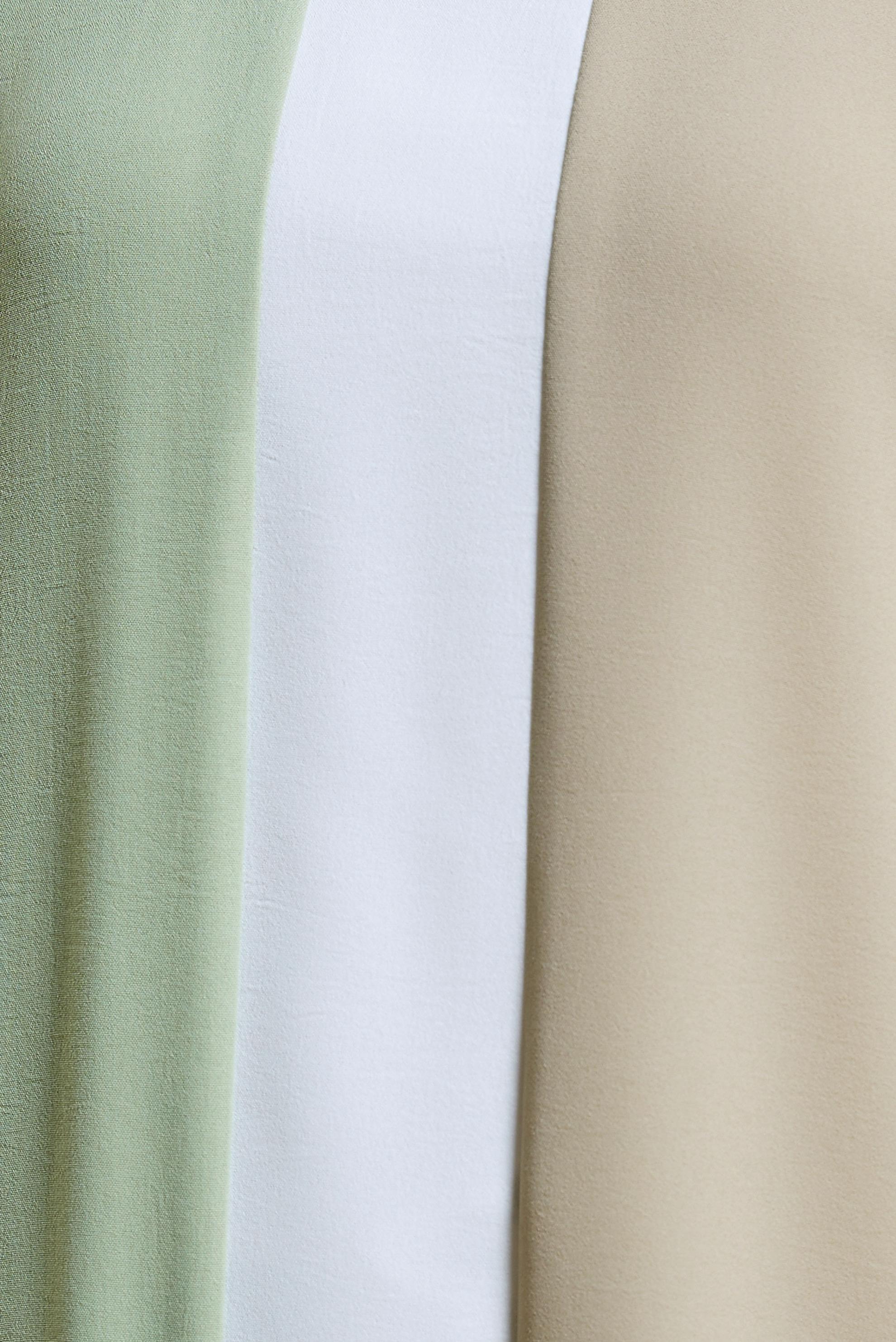 Tesettür giyim YEŞİL ÜÇ RENK YUVARLAK YAKA ELBİSE 41771