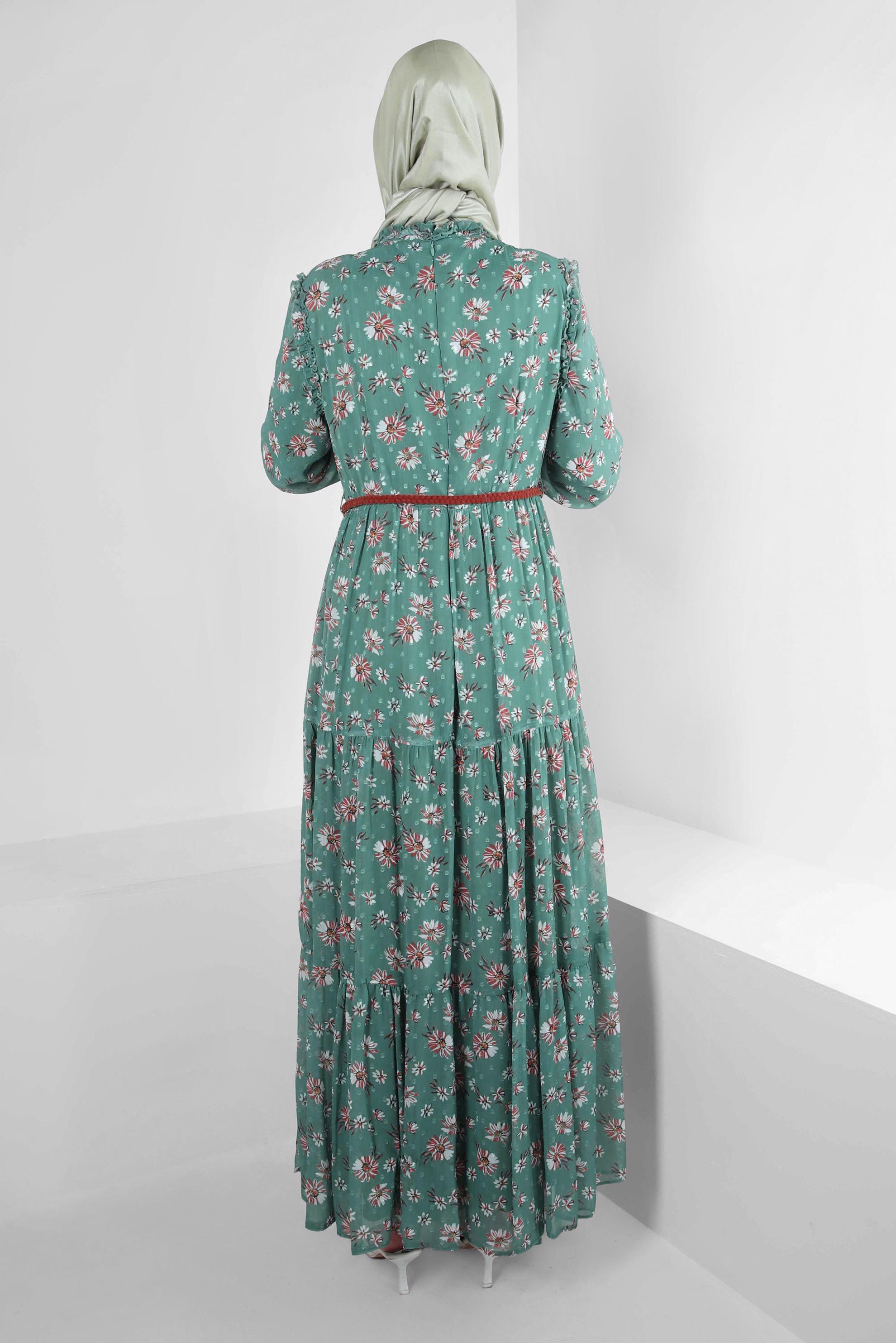 Tesettür giyim YEŞİL 41534-1 YORYO 801039 ELBİSE 38/46 TEK40