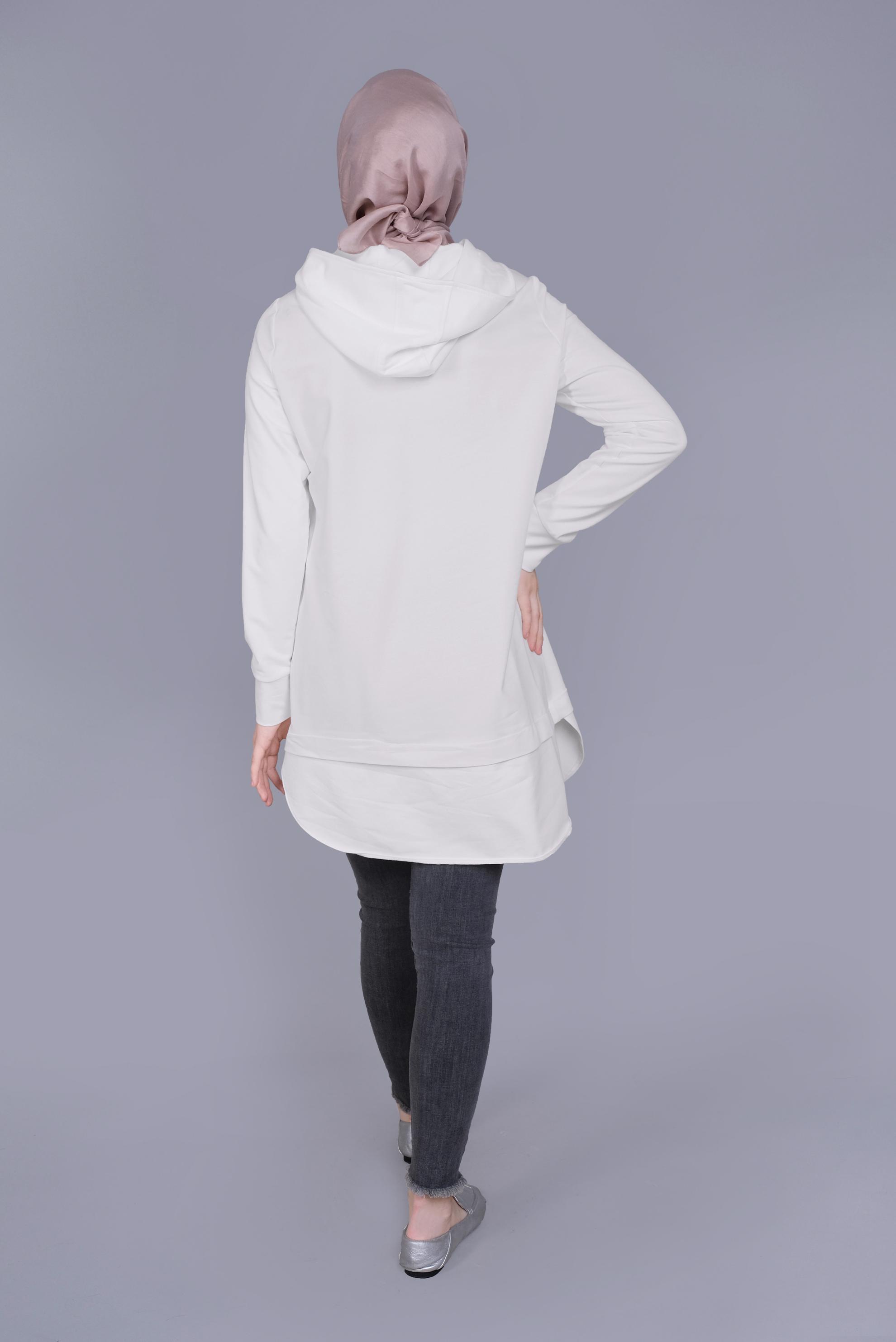 Tesettür giyim BEYAZ YAZI BASKILI EŞOFMAN TUNİK  41150