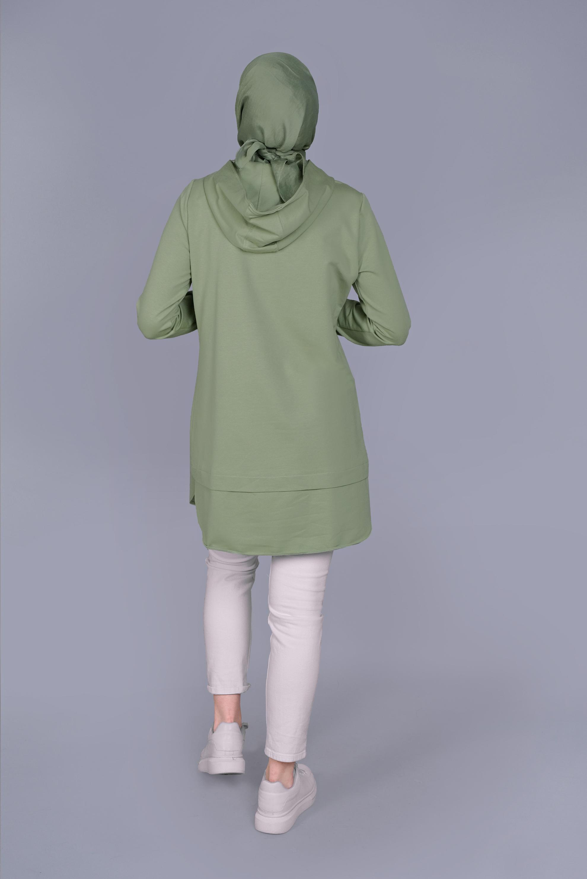 Tesettür giyim YEŞİL YAZI BASKILI EŞOFMAN TUNİK  41150