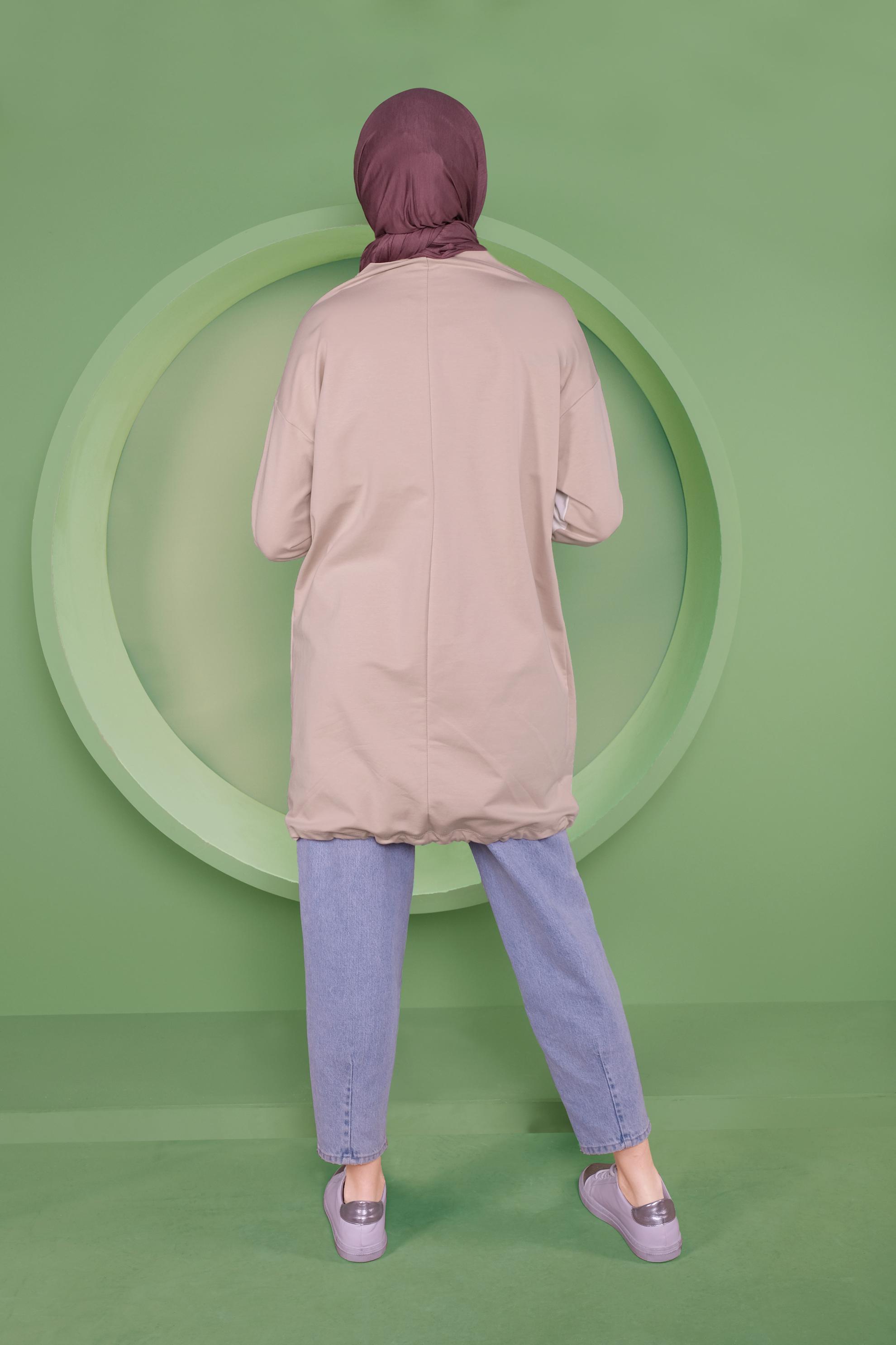 Tesettür giyim PUDRA ETEK UCU BAĞCIKLI EŞOFMAN TUNİK 41361	