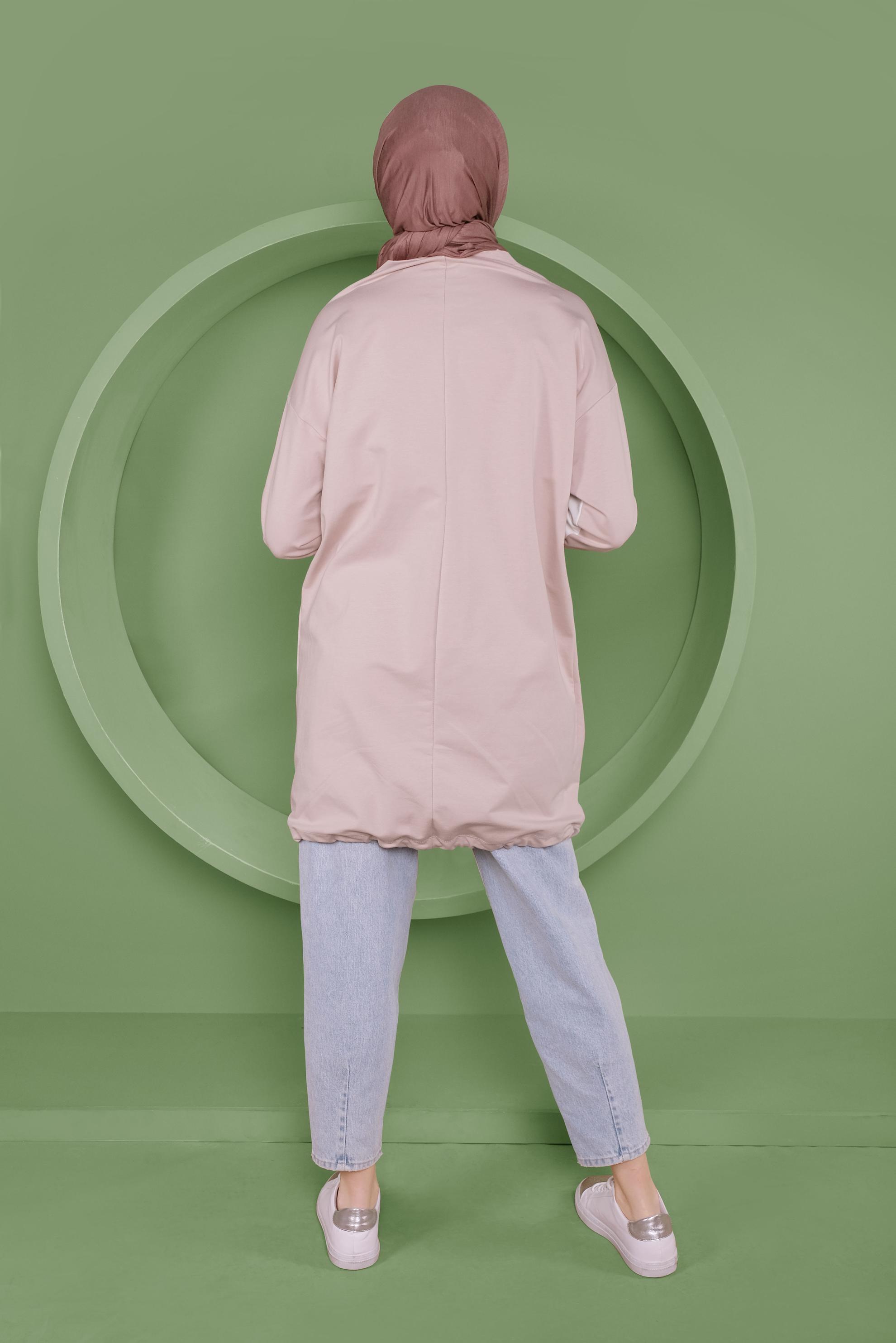 Tesettür giyim PUDRA ETEK UCU BAĞCIKLI EŞOFMAN TUNİK 41361	