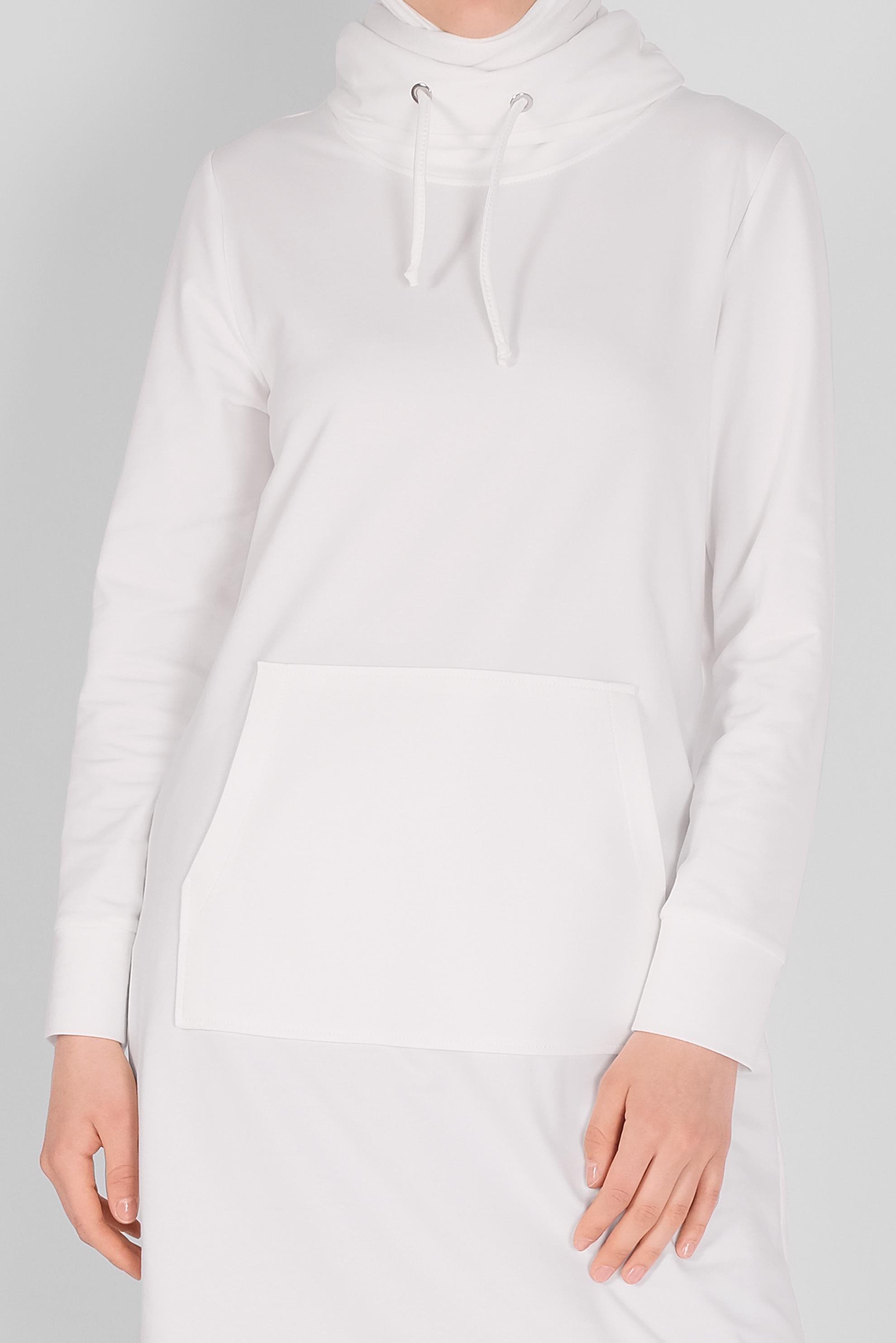 Tesettür giyim BEYAZ BAĞCIK DETAYLI YAKALI CEPLİ EŞOFMAN TUNİK 41364