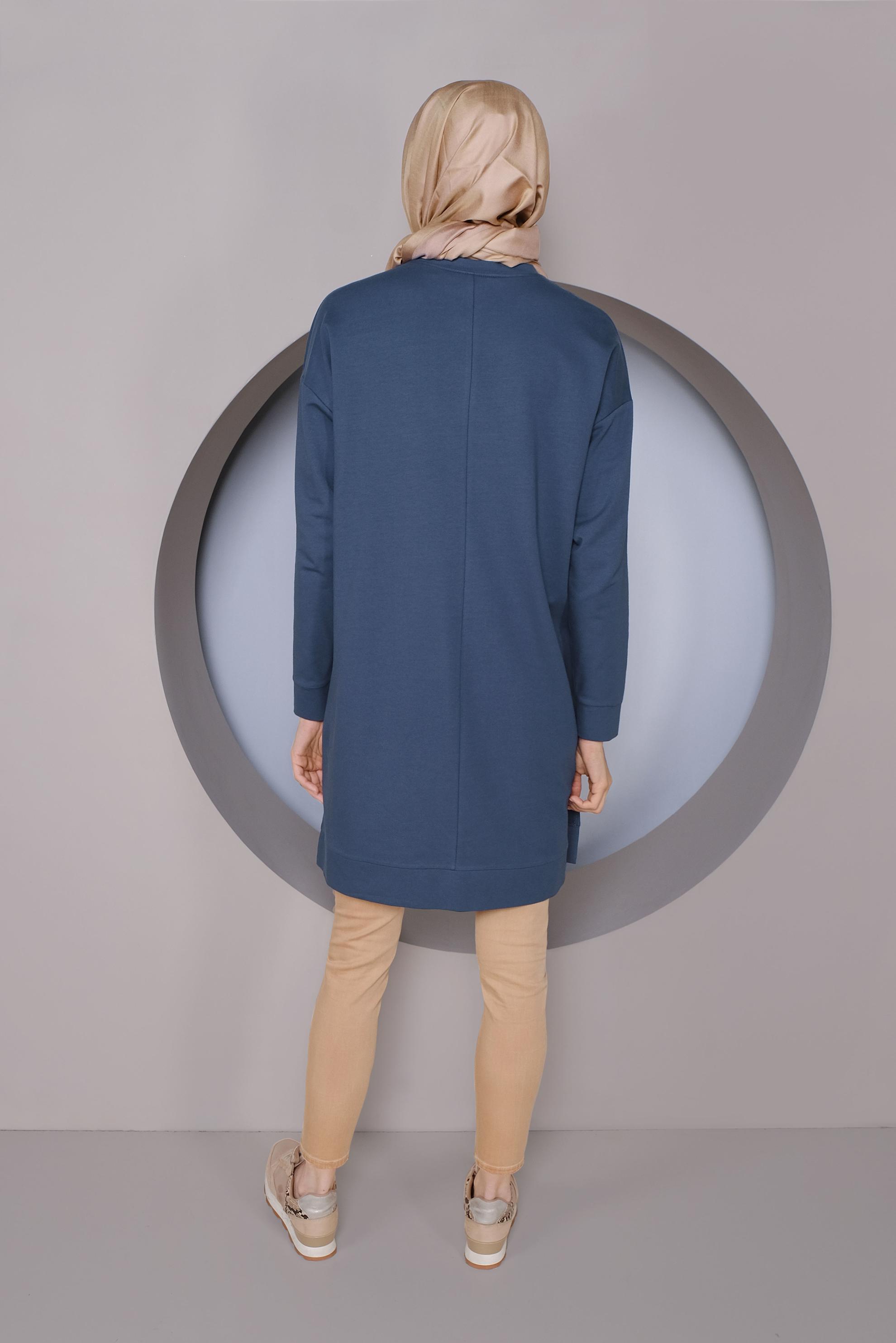 Tesettür giyim LACİVERT BASKI DETAYLI EŞOFMAN TUNİK 41393