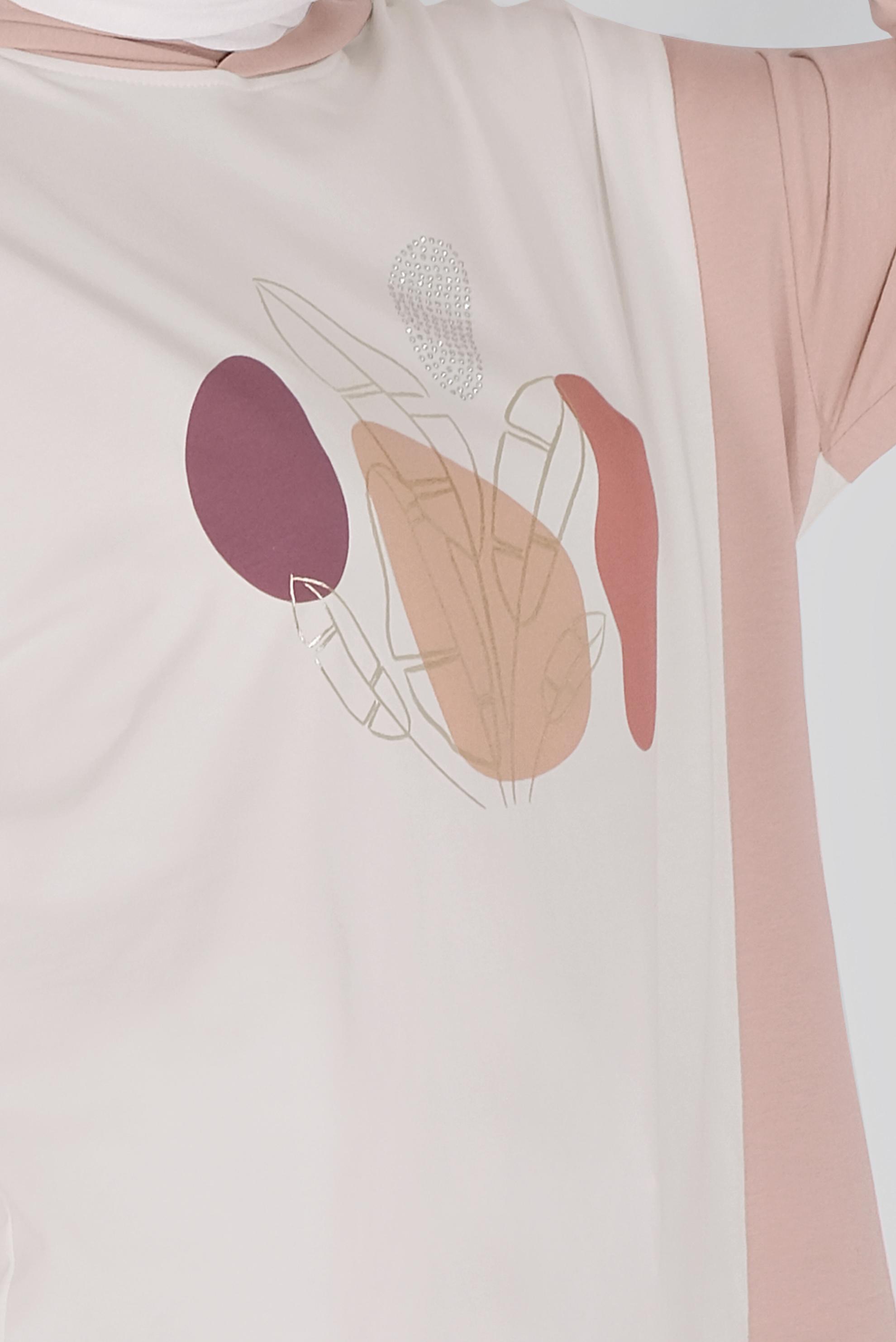 Tesettür giyim PUDRA BASKI DETAYLI İKİ RENKLİ EŞOFMAN TUNİK 41396 