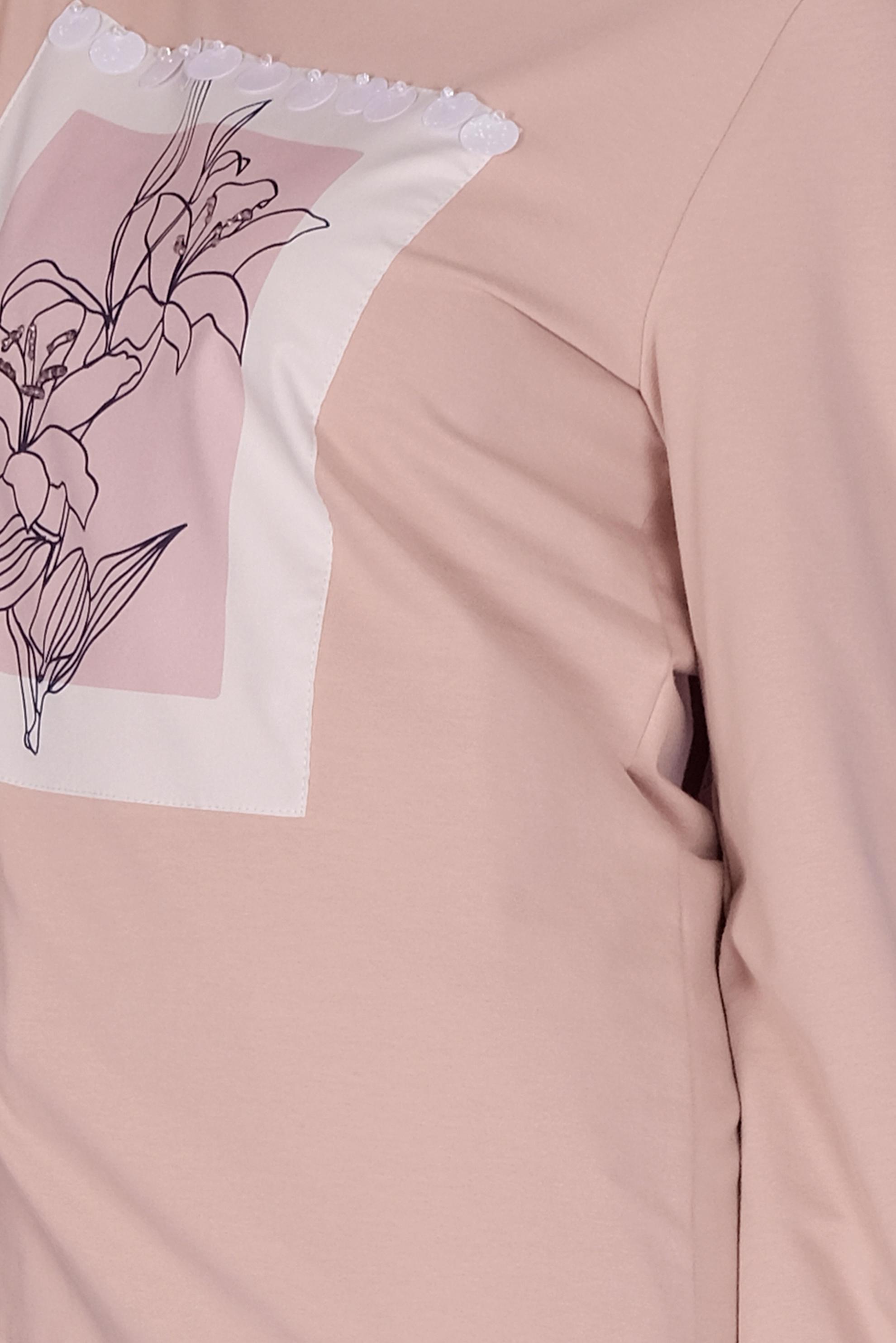 Tesettür giyim PUDRA ÇİÇEK BASKILI EŞOFMAN TUNİK  41414 