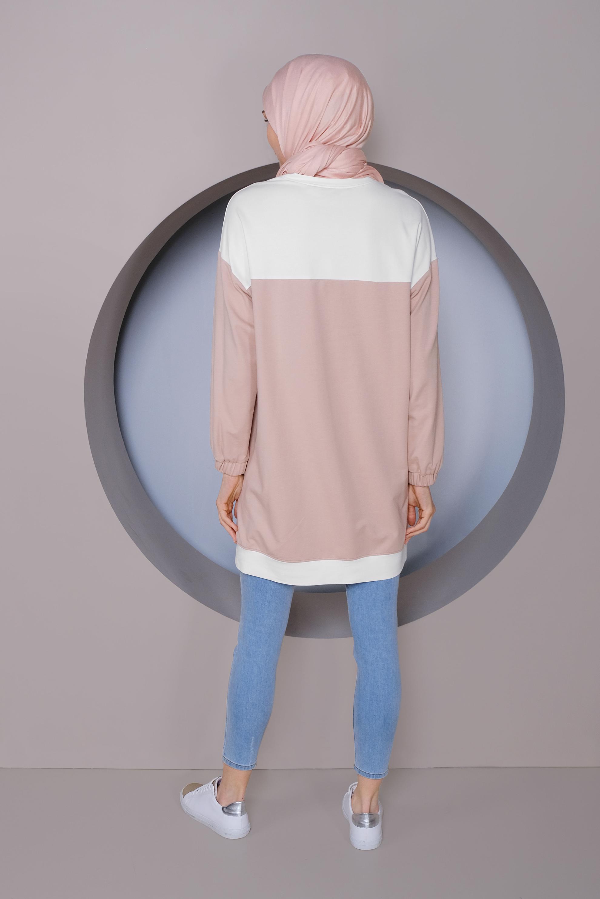 Tesettür giyim PUDRA PUL İŞLEMELİ EŞOFMAN TUNİK 41416