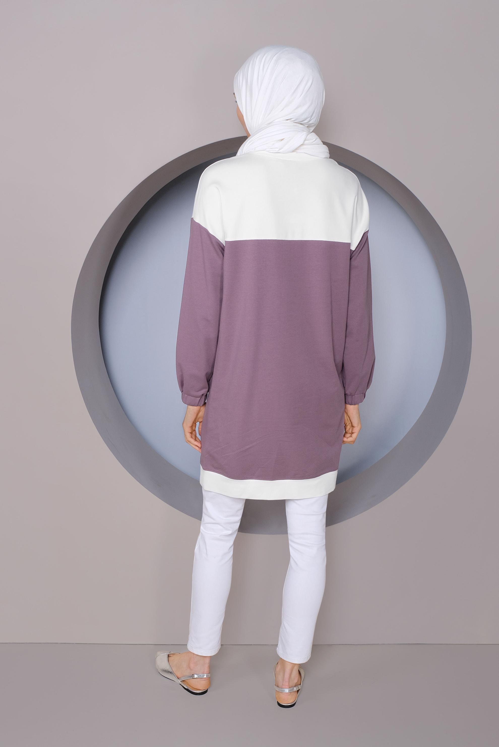 Tesettür giyim MOR PUL İŞLEMELİ EŞOFMAN TUNİK 41416