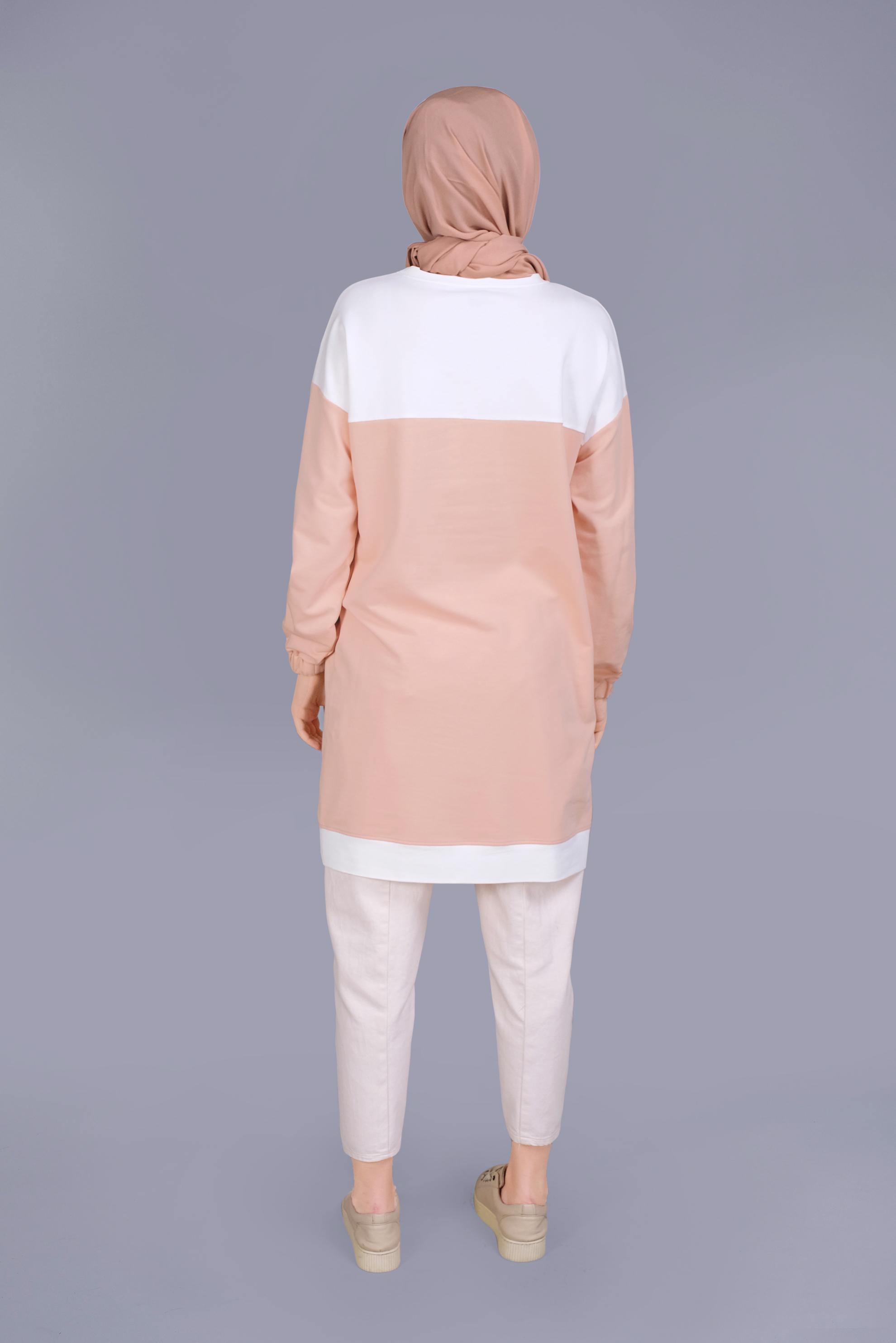 Tesettür giyim PUDRA PUL İŞLEMELİ EŞOFMAN TUNİK 41416