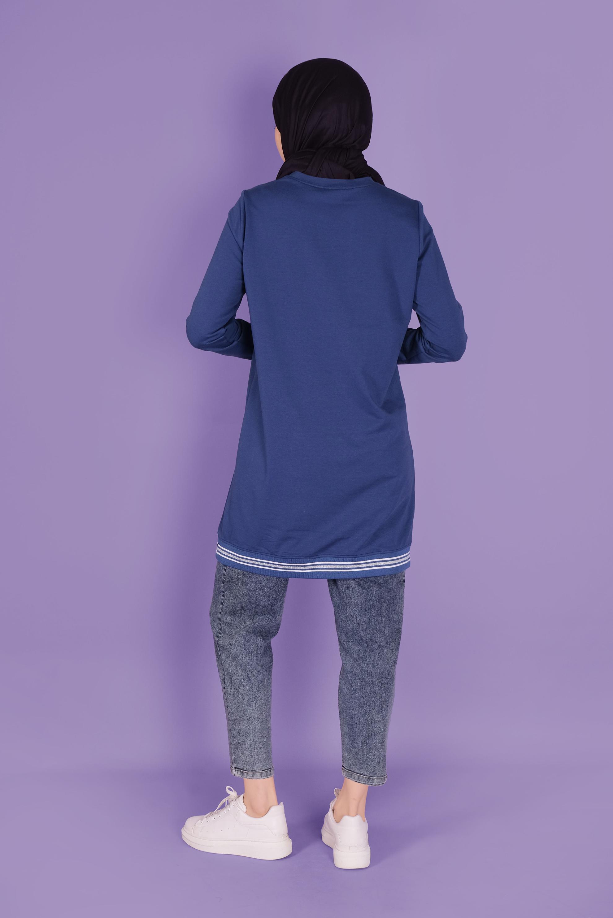 Tesettür giyim LACİVERT FERMUARLI BAĞCIKLI EŞOFMAN TUNİK 41431 