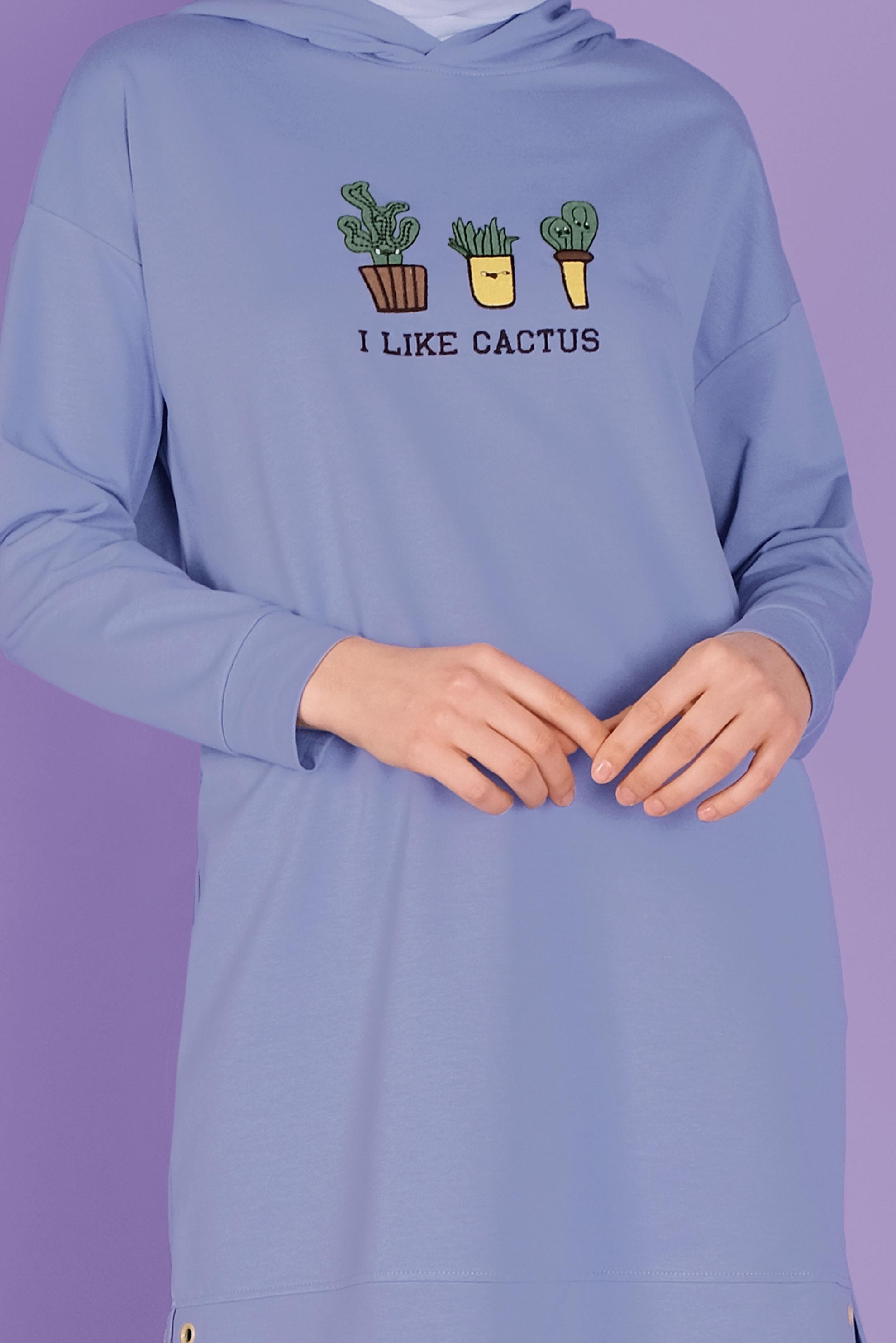 Tesettür giyim MAVİ NAKIŞLI  EŞOFMAN TUNİK 41432 