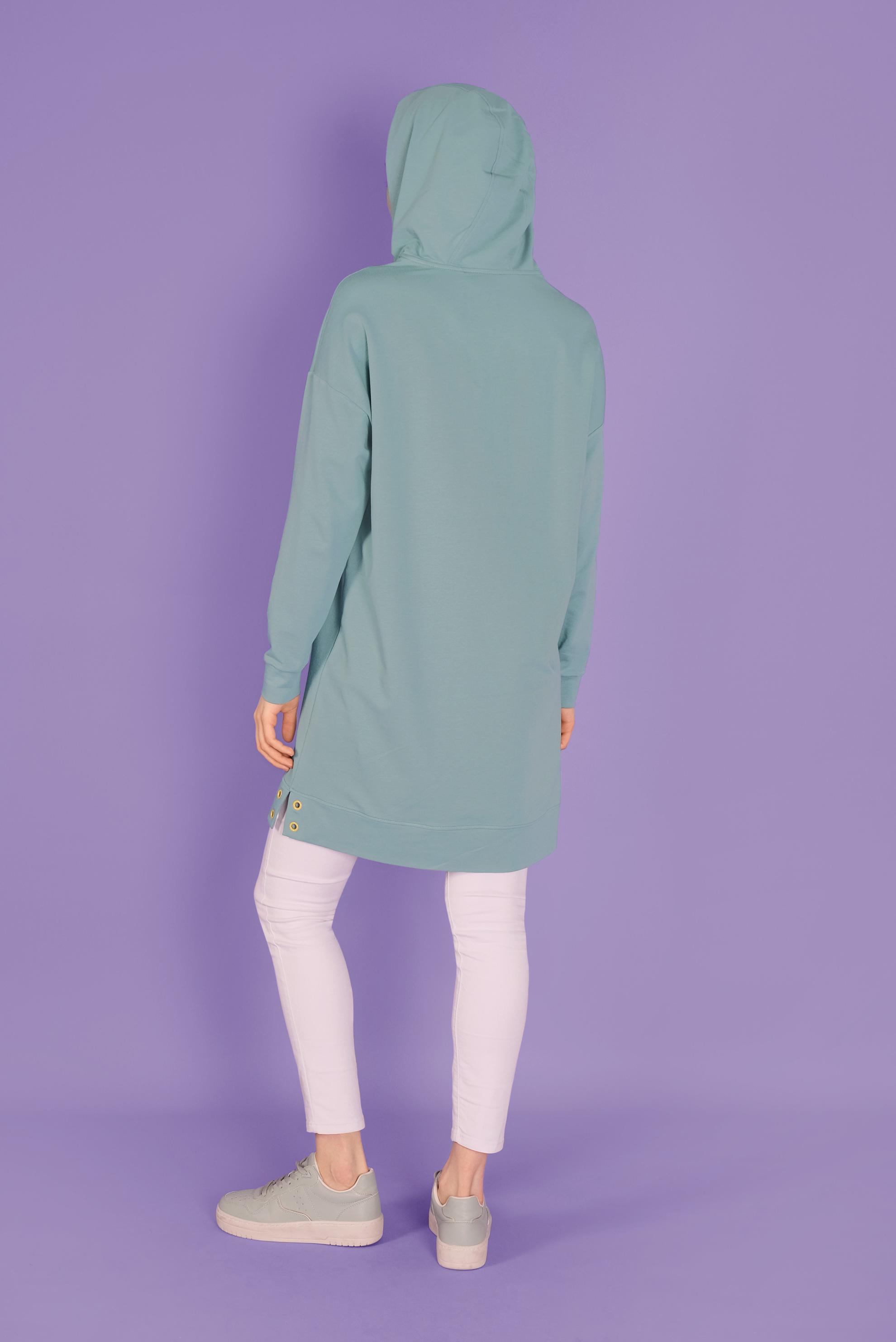 Tesettür giyim YEŞİL NAKIŞLI  EŞOFMAN TUNİK 41432 