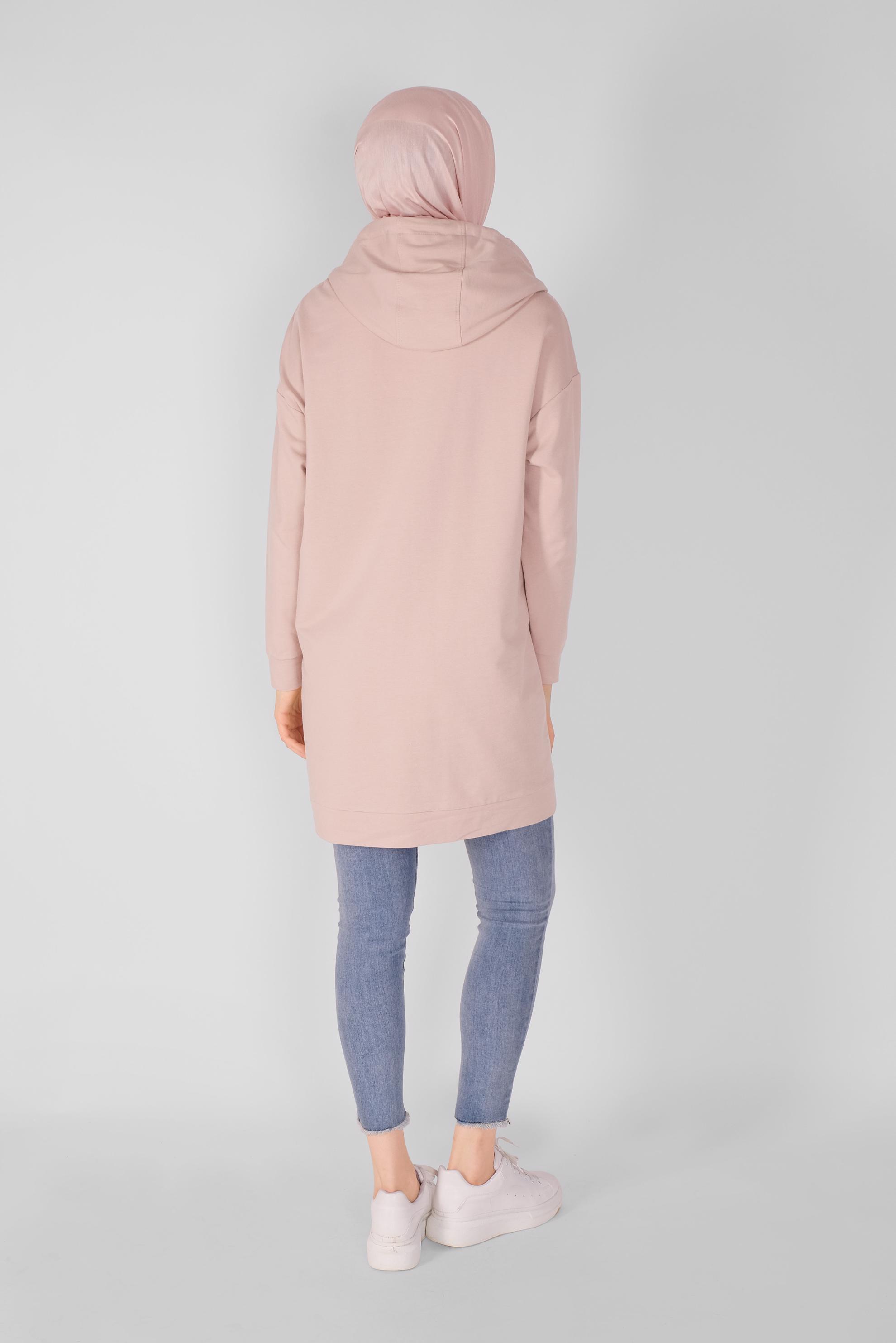 Tesettür giyim PUDRA DANTEL DESENLİ EŞOFMAN TUNİK 41433 