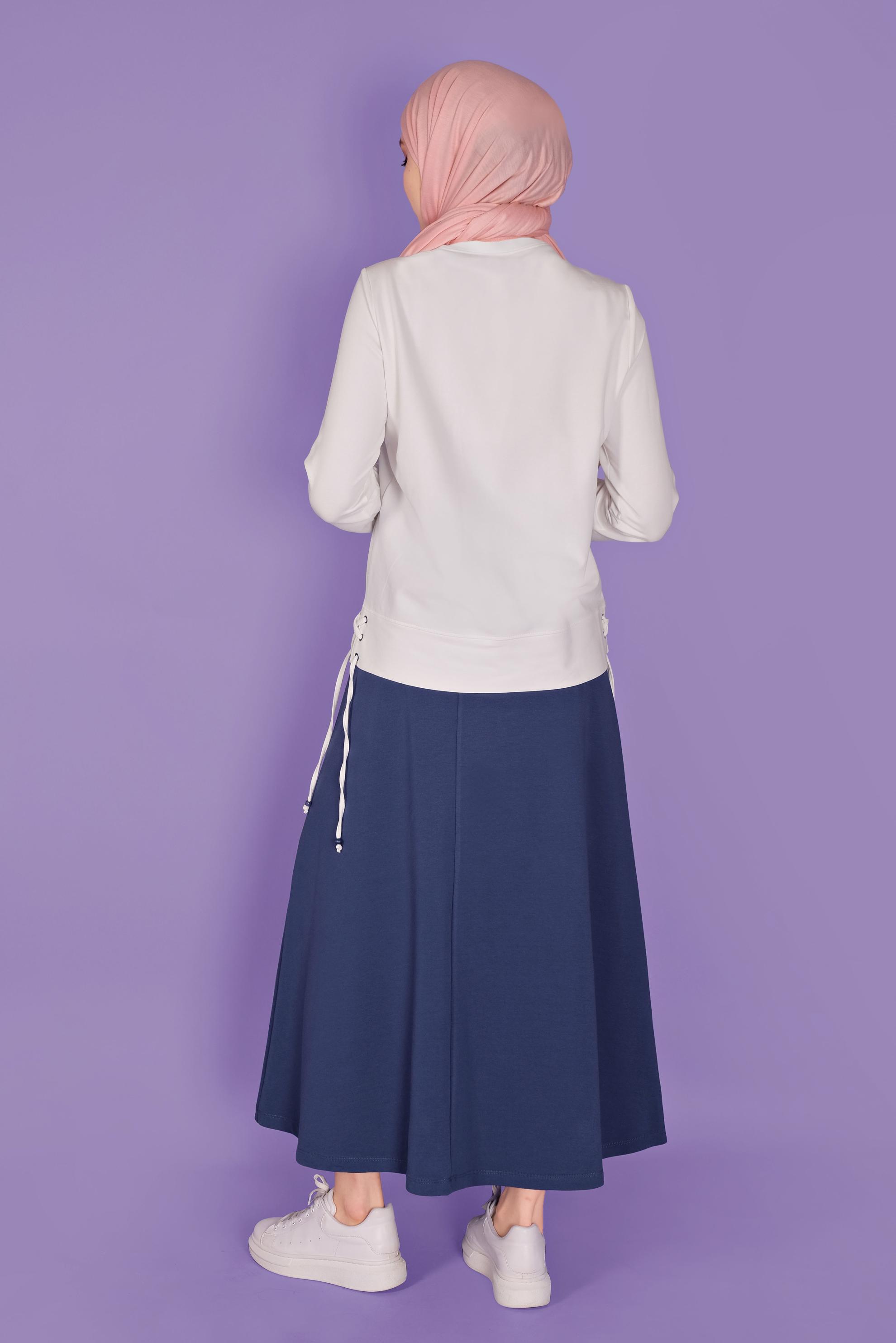 Tesettür giyim LACİVERT BASKILI ETEKLİ EŞOFMAN TAKIM 41434 