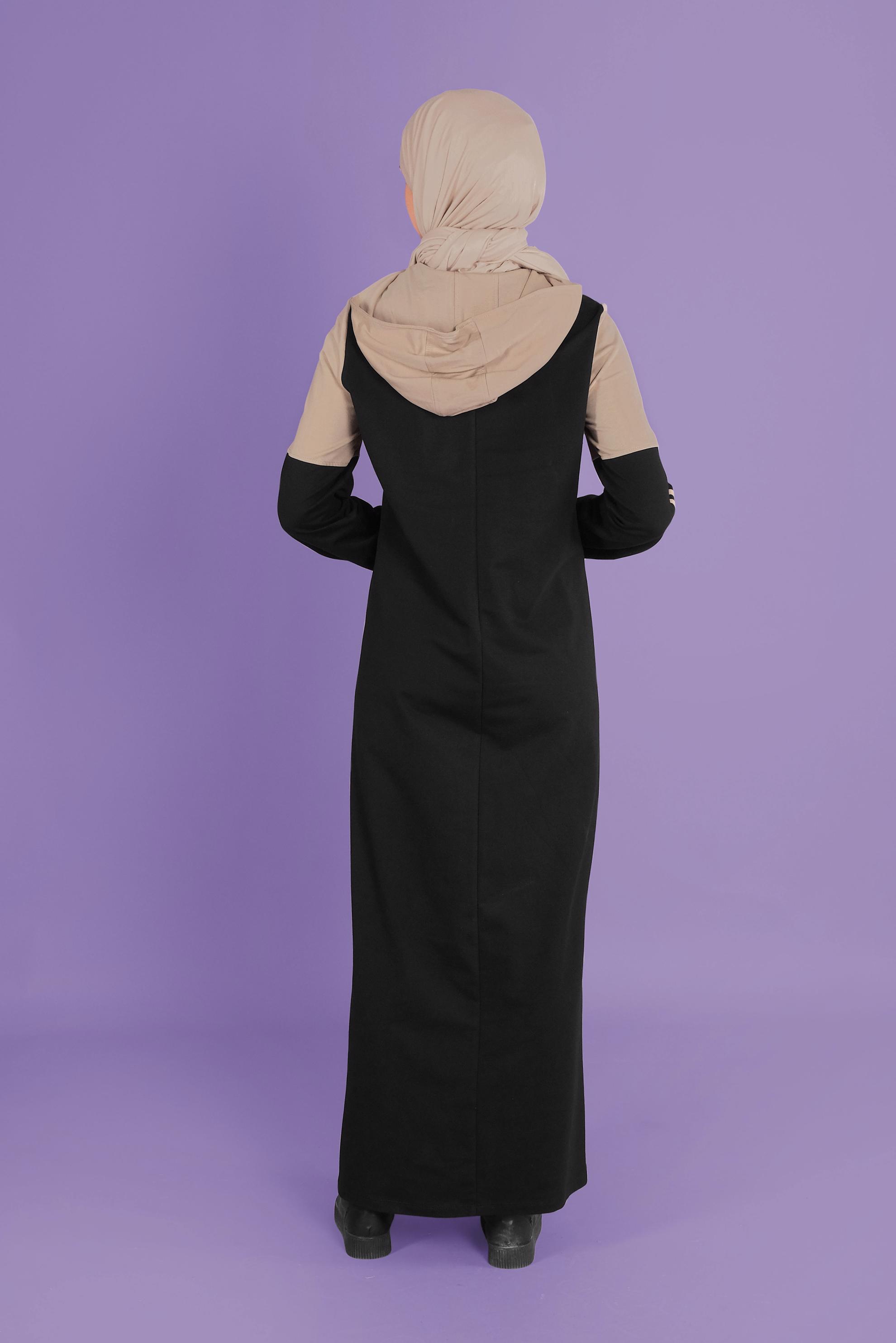 Hijab clothing BEIGE HOODED TRACKSUIT DRESS 41435 