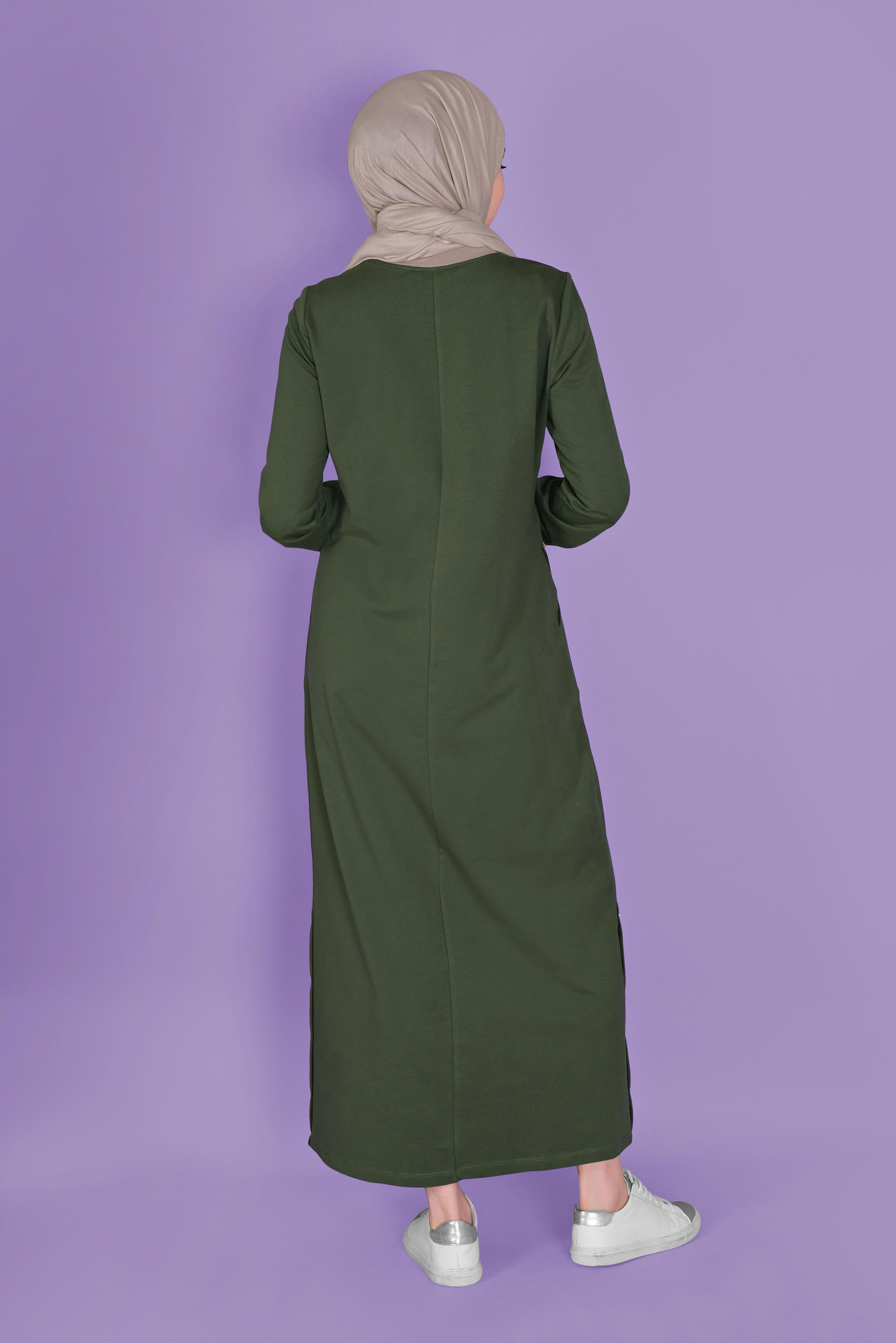 Hijab clothing KHAKI FLORAL TRACKSUIT DRESS 41459 