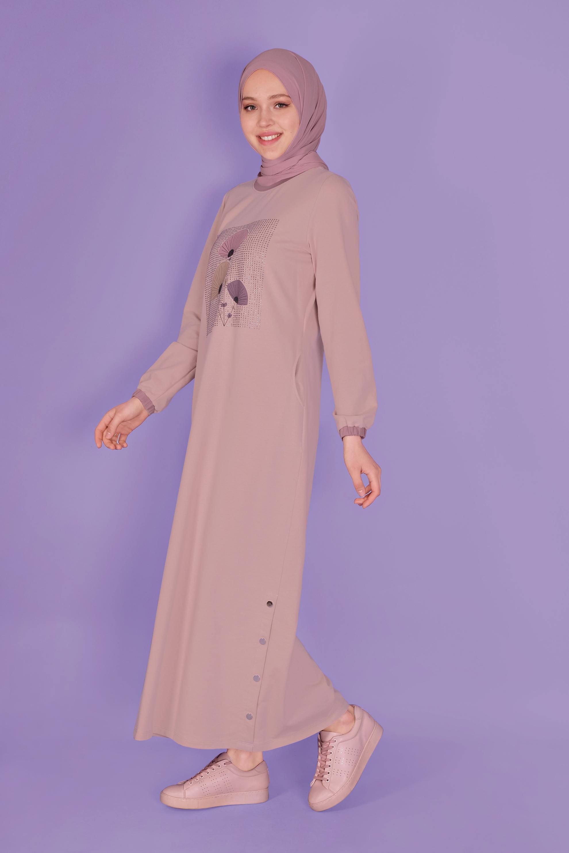 Hijab clothing POWDER FLORAL TRACKSUIT DRESS 41459 