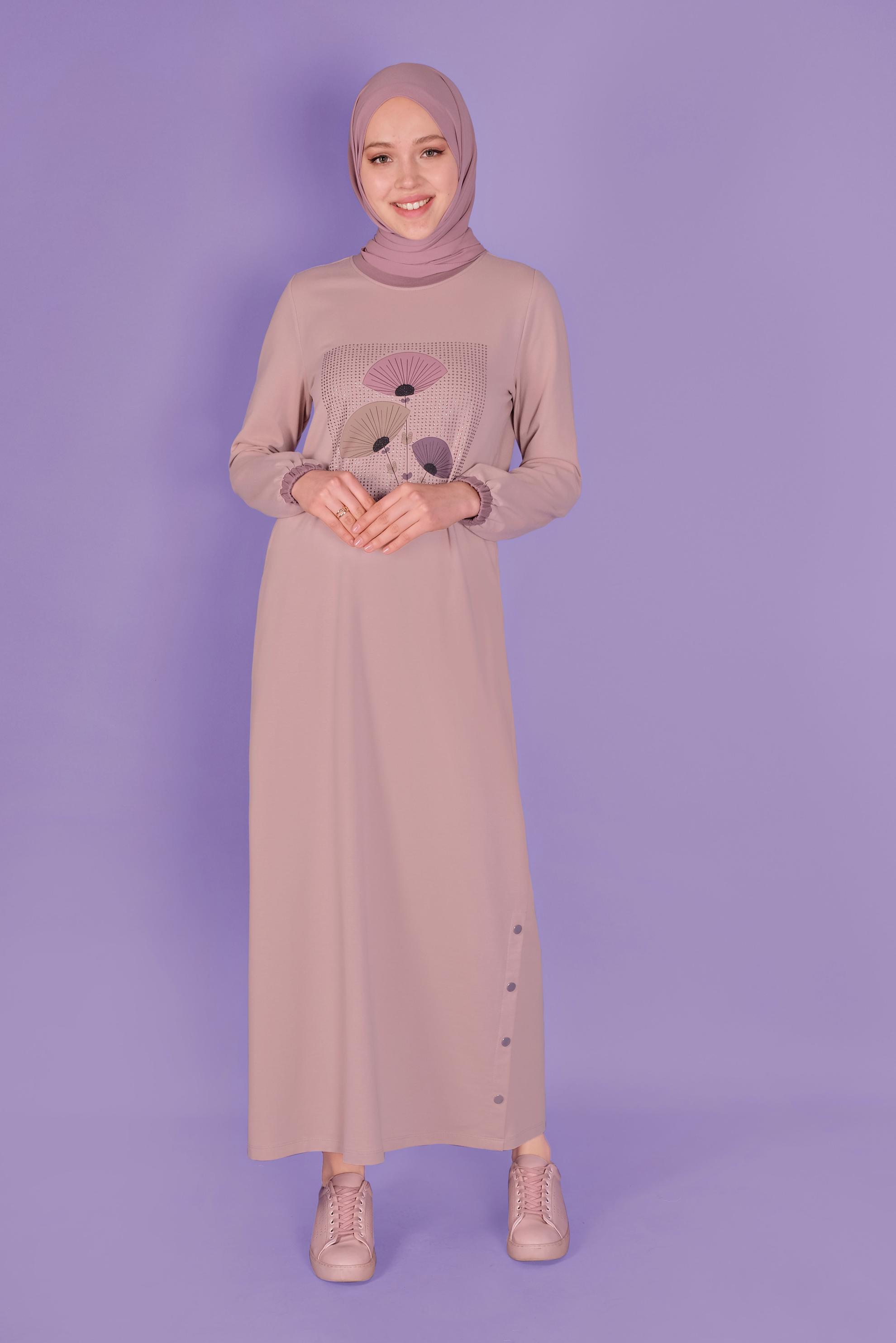 Hijab clothing POWDER FLORAL TRACKSUIT DRESS 41459 