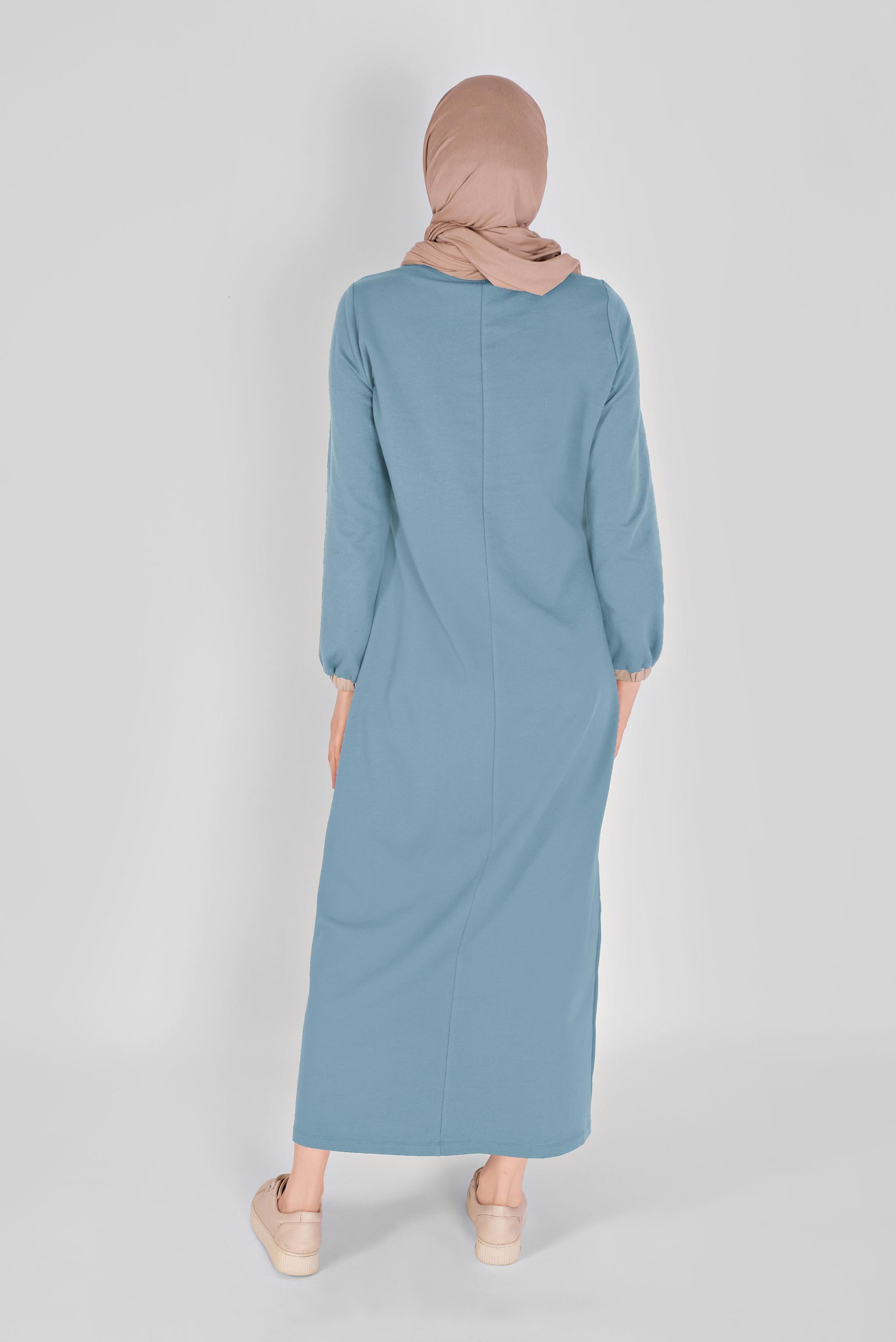 Hijab clothing BLUE FLORAL TRACKSUIT DRESS 41459 