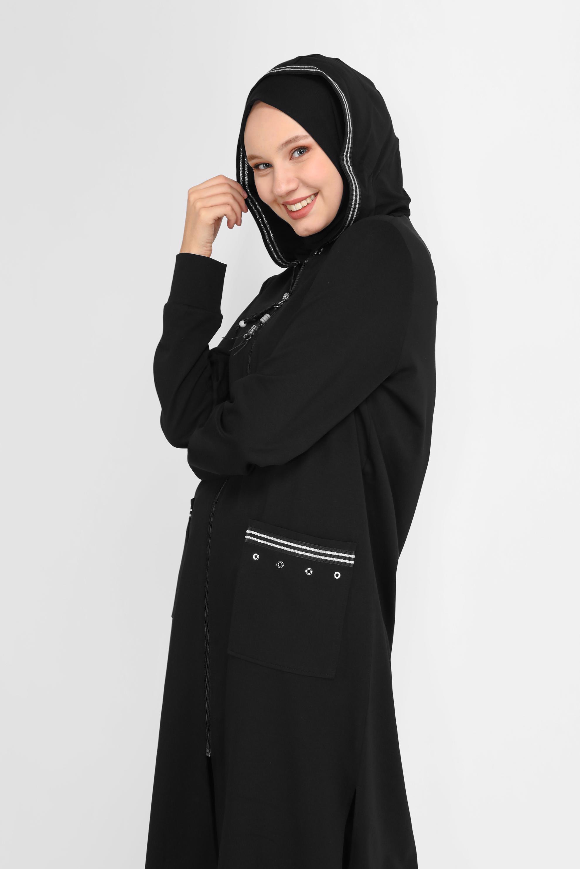 Vêtements hijab NOIR ENSEMBLE SURVÊTEMENT 2 PIÈCES AVEC PANTALON 41476