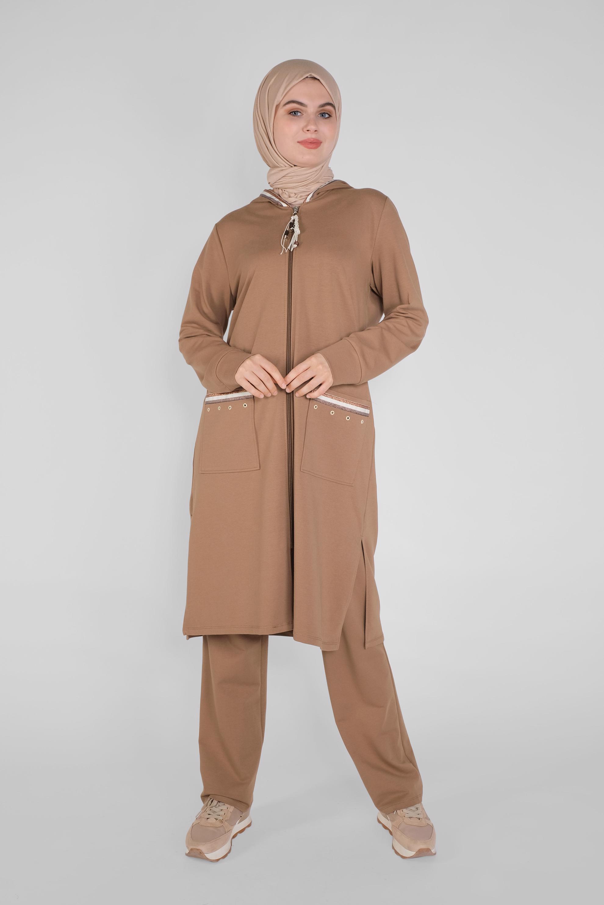 Hijab clothing BROWN 2-PIECE TRACKSUIT SET WITH PANTS 41476 